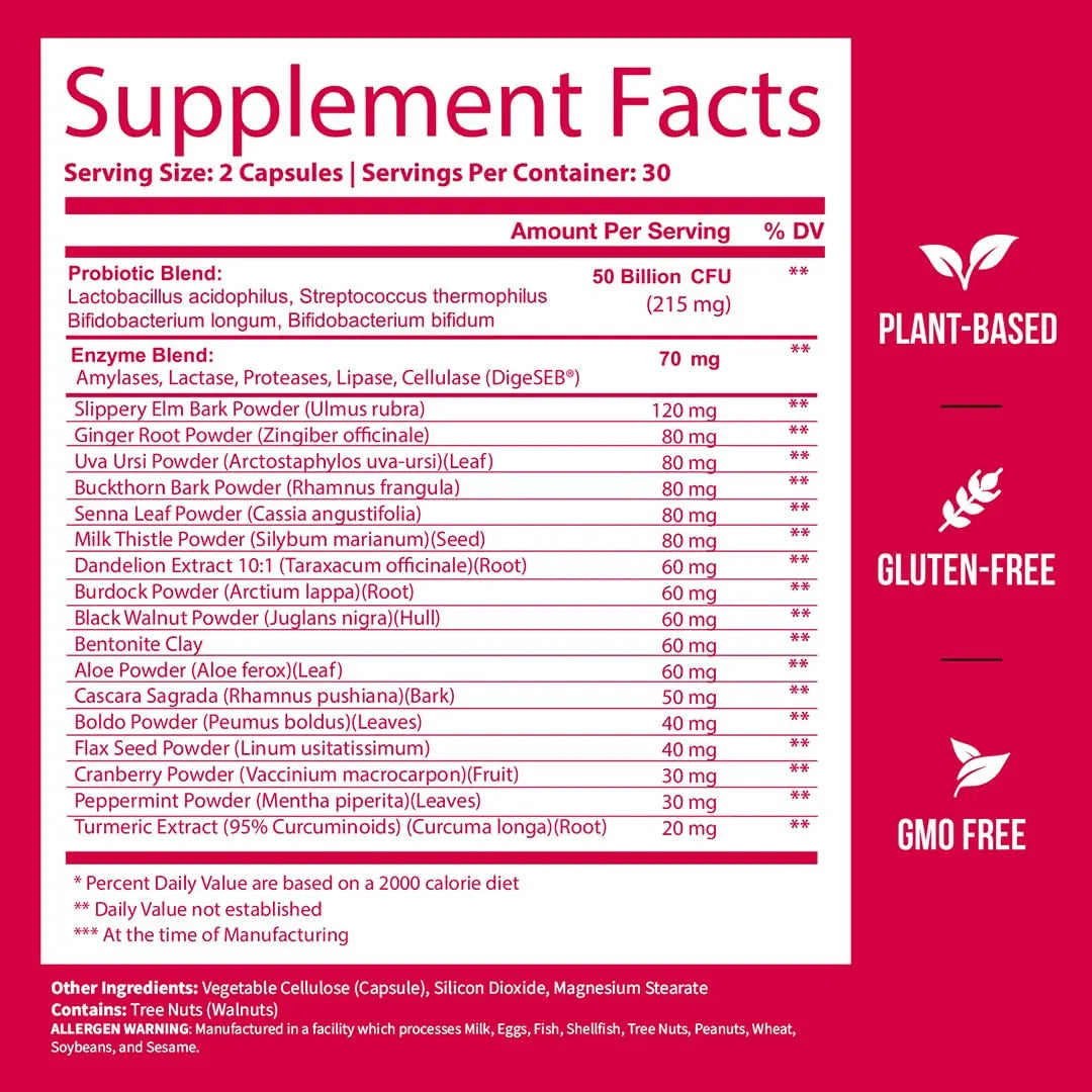 GOBIOTIX Detox Probiotic Supplement for Digestive Health - Milk Thistle, Turmeric, and Dandelion Root, Enzymes for Gut Health GOBIOTIX