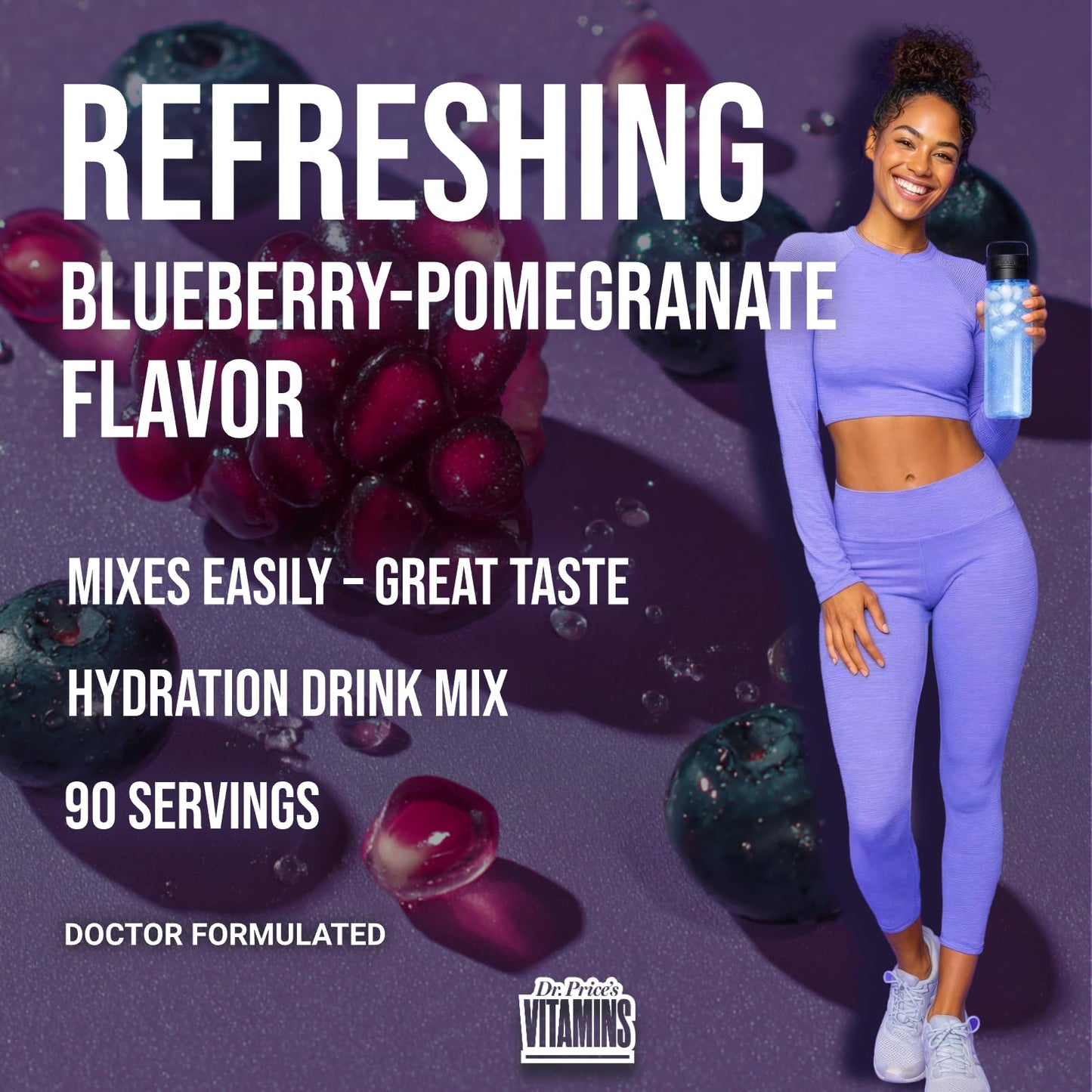 Dr. Price’s Electrolytes Powder Bulk – Blueberry Pomegranate, 90 Servings | Sugar Free Hydration Drink Mix with 72+ Trace Minerals, Manganese | Keto Electrolytes Dr. Price's Vitamins