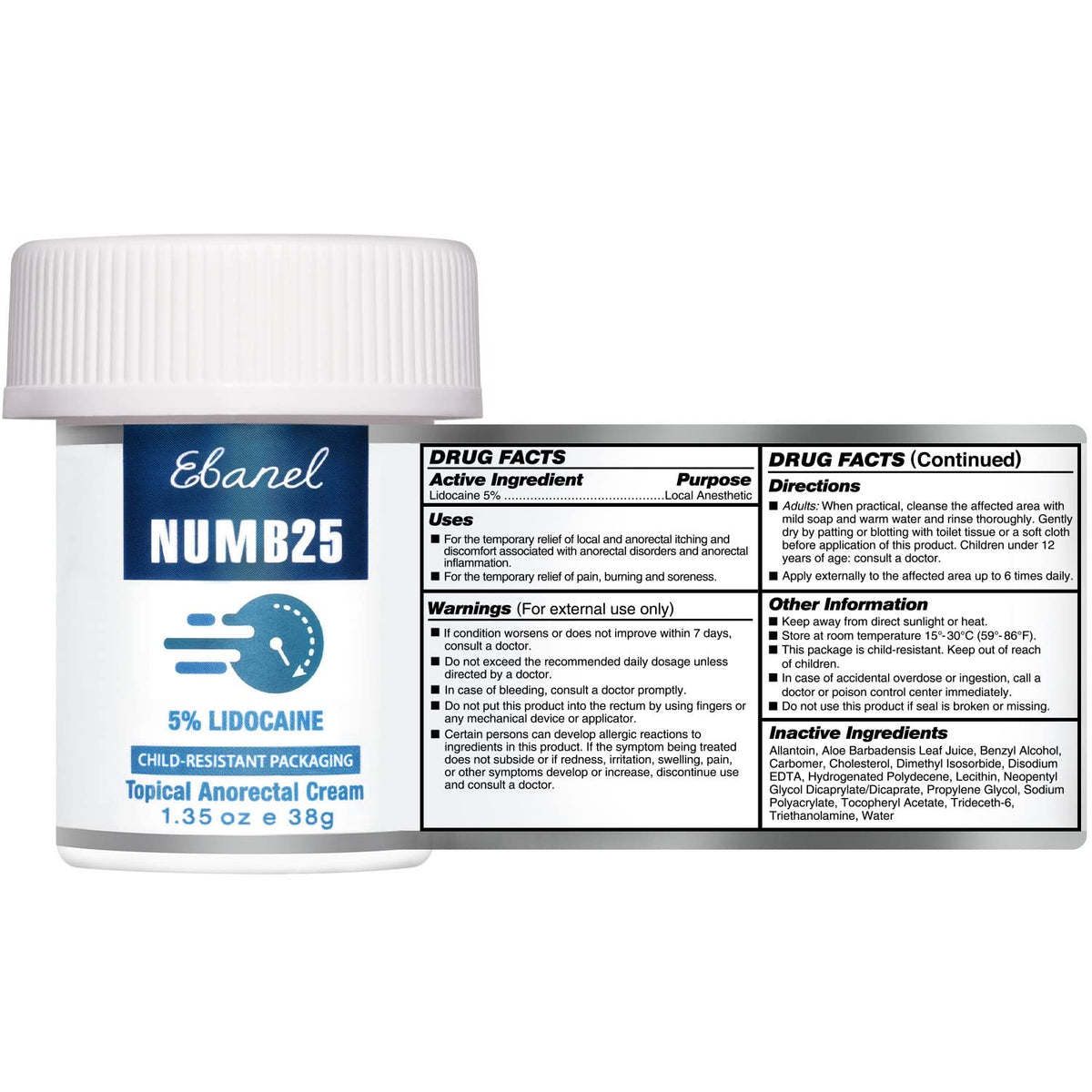 Ebanel Bundle of Lidocaine Numbing Spray, and Topical Numbing Cream 1 Oz Ebanel
