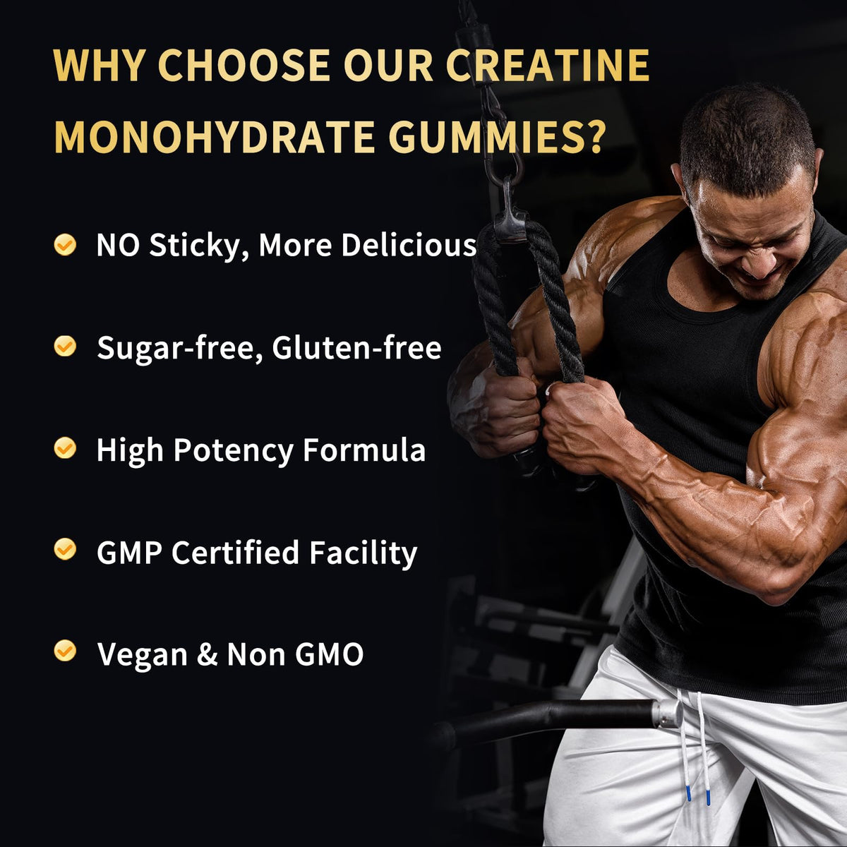 OUYIYUA Creatine Monohydrate Gummies 5000mg for Men & Women - Sugar Free Pre-Workout Supplement, Chewables for Muscle Strength, Muscle Builder OUYIYUA