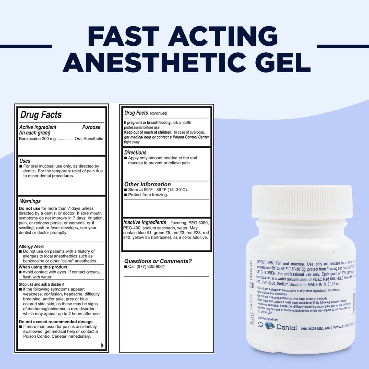 The Essentials Dynamic Dental Candi Caine, Topical Anesthetic Gel, 1 oz, Strawberry Flavor The Essentials