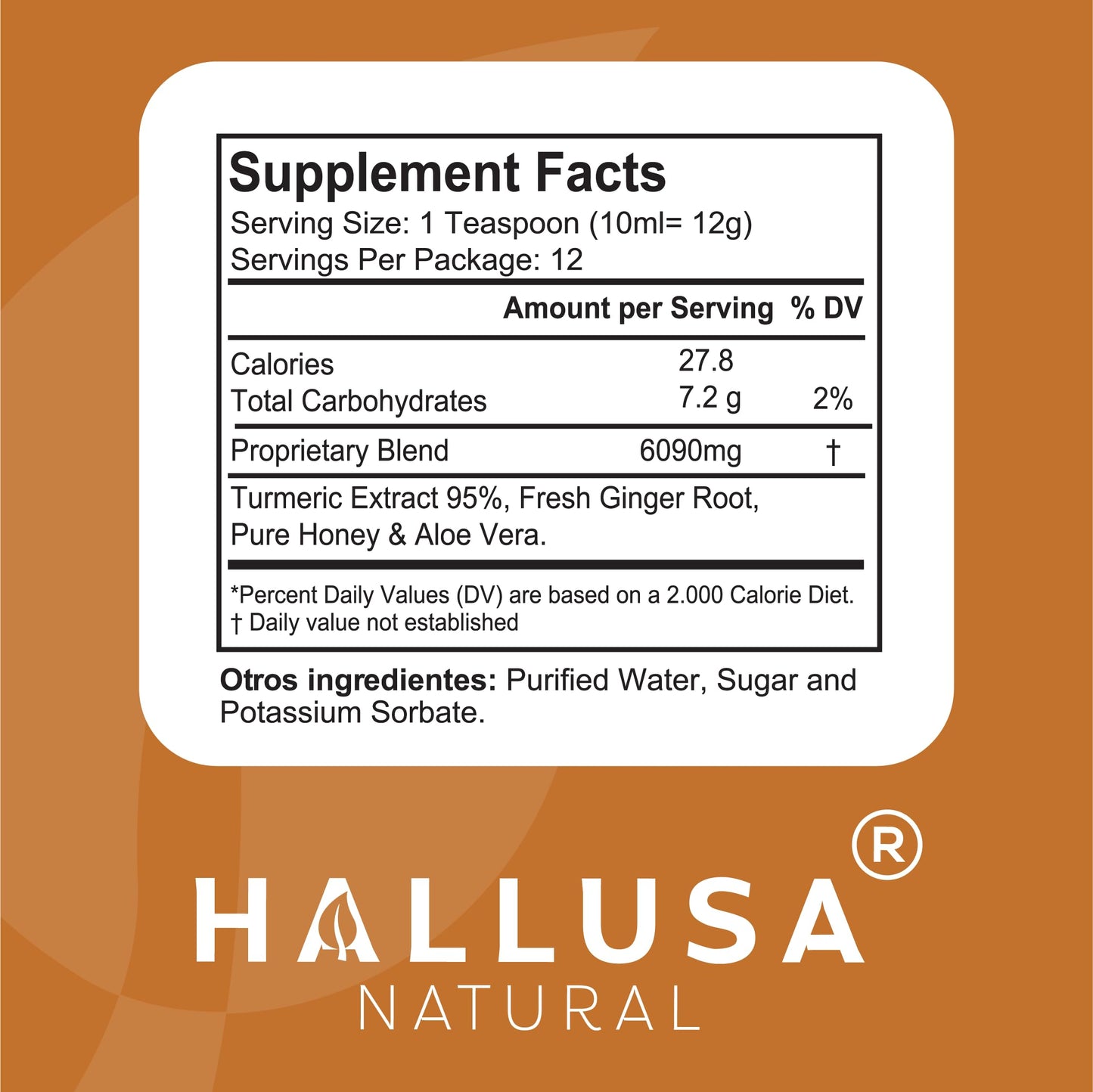 HallSyrup Herbal Supplement for Adults 4 oz – Natural Blend with Turmeric Extract 95%, Fresh Ginger Root, Pure Honey & Aloe Vera – Supports Throat Comfort, Seasonal Wellness & Everyday Vitality Hallusa Natural