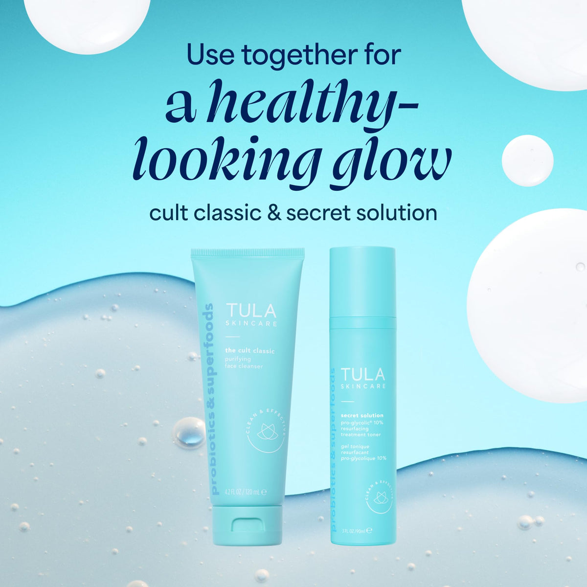 TULA Skin Care Secret Solution Pro-Glycolic 10% pH Resurfacing Toner - Face Toner to Gently Exfoliate and Hydrate Skin, with Proprietary Blend of prebiotics and Glycolic Acid, 2.7 oz. TULA