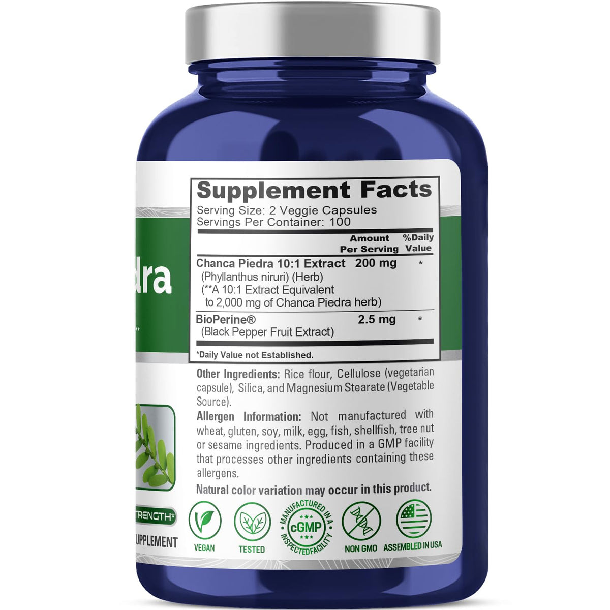 NusaPure Chanca Piedra 2000mg | 200 Veggie Caps | Herbal Extract Supplement | Extract 10:1, Non-GMO, Bioperine & Vegan | 100 Servings per Bottle NusaPure
