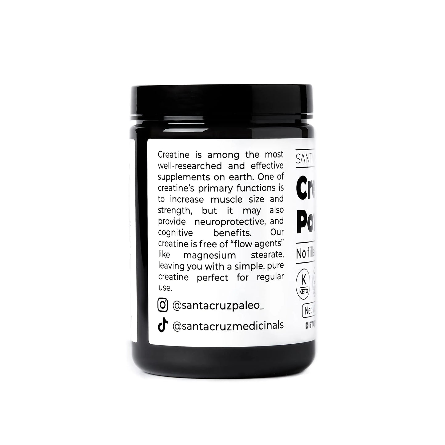Santa Cruz Paleo, Creatine Monohydrate Powder Micronized, Unflavored Pre Workout and Muscle Support Supplement, Gluten Free Keto, Mix with Water or Shakes Santa Cruz Paleo