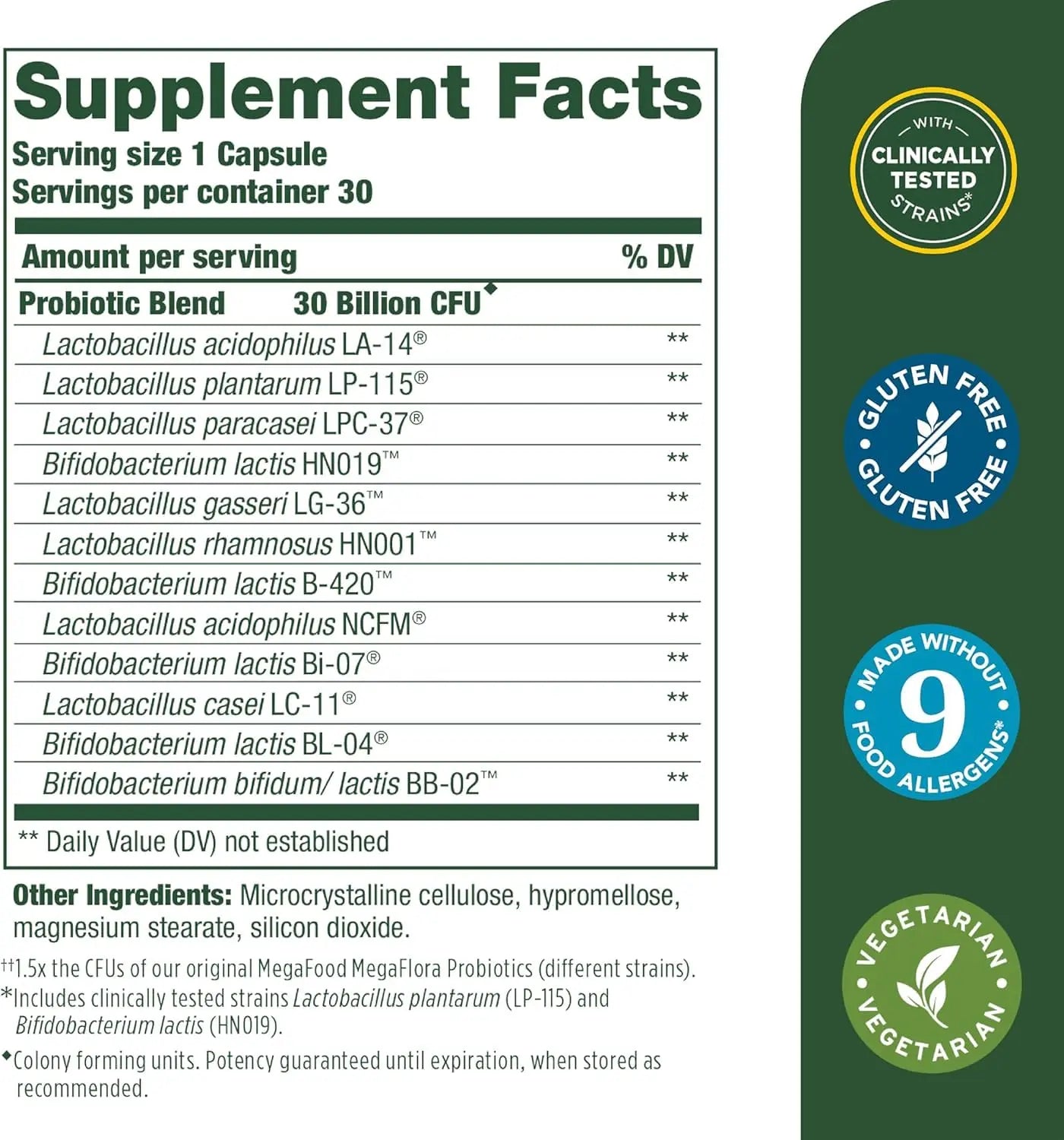 MegaFood Digestive Probiotic - 12 Strain Vegetarian Probiotics for Women & Men, 30 Billion CFUs, Support Gut Health, Probiotics for Digestive Health Help Relieve Occasional Gas & Bloating, 30 Capsules MegaFood