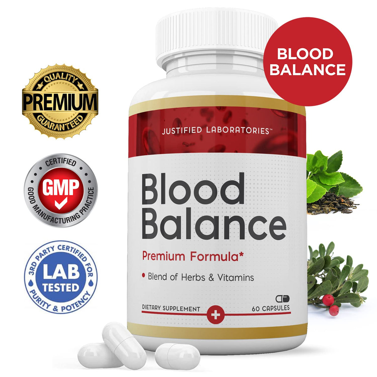 (2 Pack) Blood Balance Advanced Formula 688MG Supplement Pills 120 Capsules Justified Laboratories