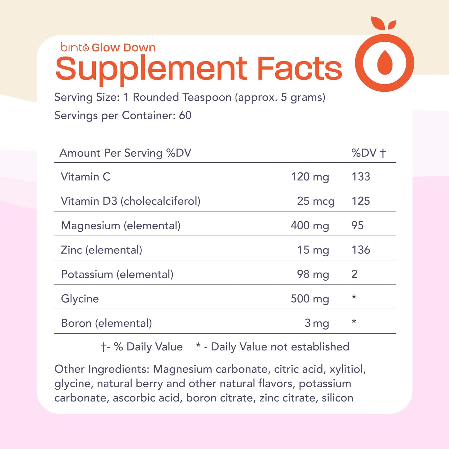 Binto Glow Down - Sleep Better & De-Stress with Our Berry Vanilla Magnesium Drink Mix, Made in USA, Sugar-Free, Preservative-Free, Gluten-Free Drink Mix (60 Day Supply) Binto
