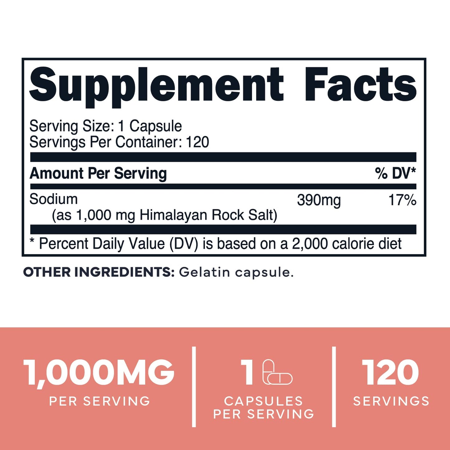 Type Zero Himalayan Rock Salt Capsules (120 Capsules) (1000mg per Serving) Type Zero