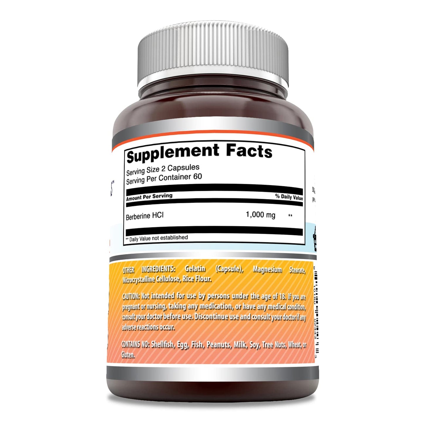 Amazing Formulas Berberine 1000mg Per Serving 120 Capsules Supplement | Non GMO Amazing Nutrition