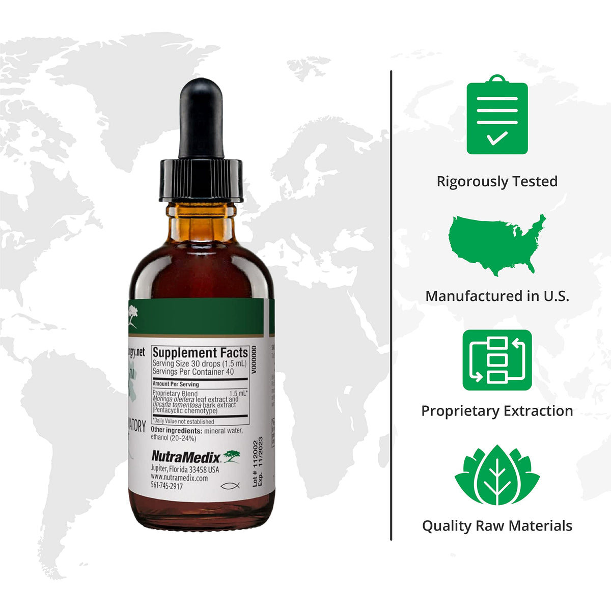 NutraMedix VitalMedix - Cat's Claw & Moringa Plant Extract - Daily Energy Supplement for Immune Health & Overall Vitality - Rich in Vitamins & Minerals (2oz) NutraMedix