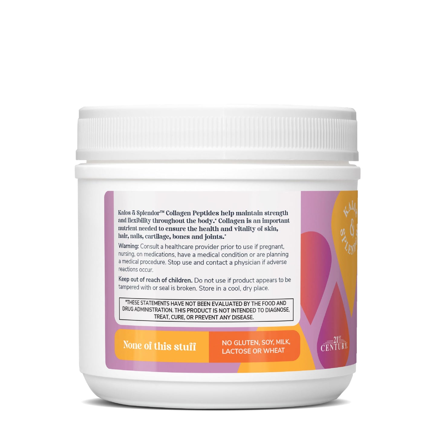 21st Century Kalos & Splendor Collagen Peptides Powder, Grass Fed & Pasture Raised Type I & III Bovine Collagen, 20g Collagen Peptides + 18g Protein Per Scoop, Unflavored, 10.6 OZ 21st Century