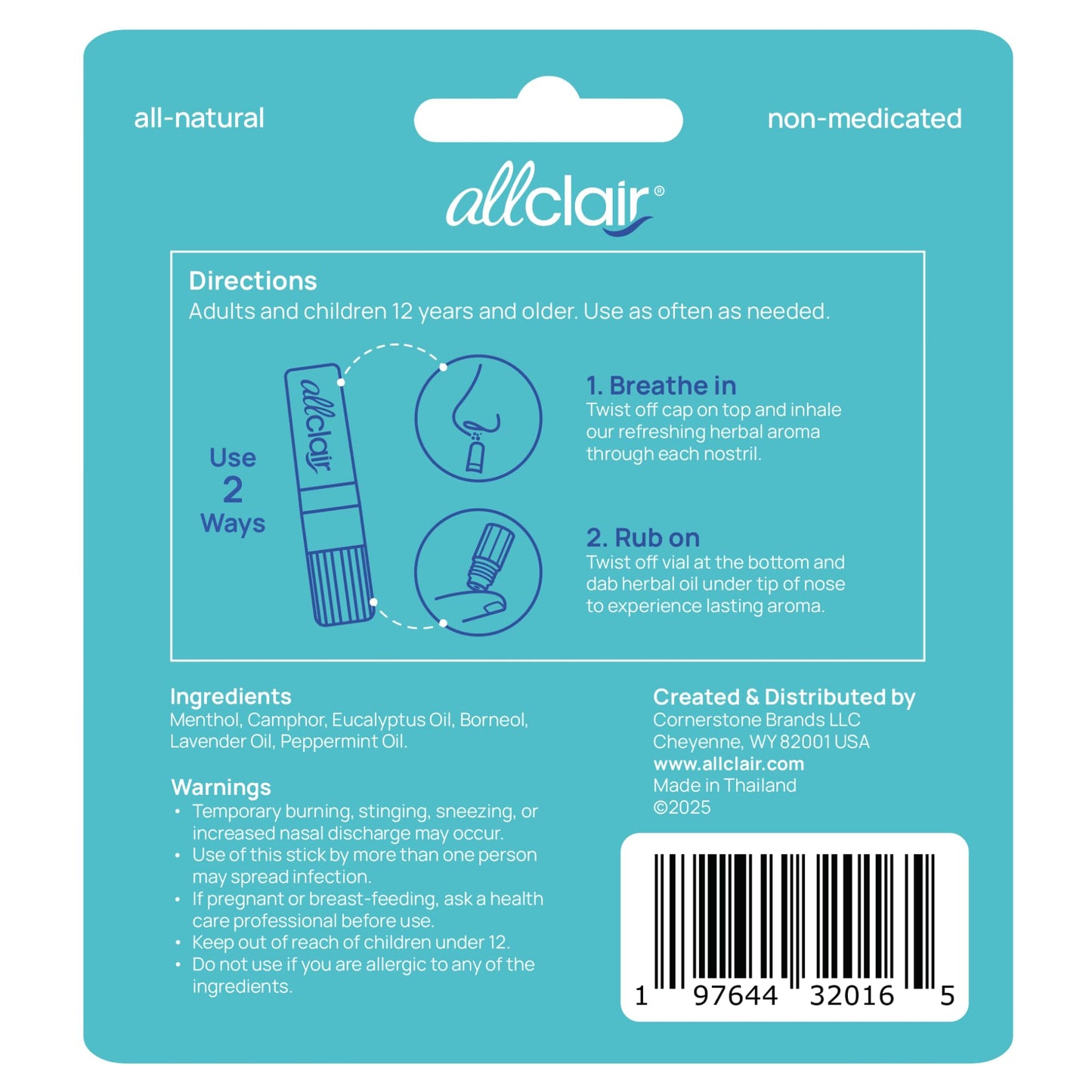 Allclair Nausea Relief Inhaler for Motion & Morning Sickness – Fast-Acting, Non-Drowsy, Natural Alternative to Pills & Patches, Travel Essential (2 Inhalers) Allclair
