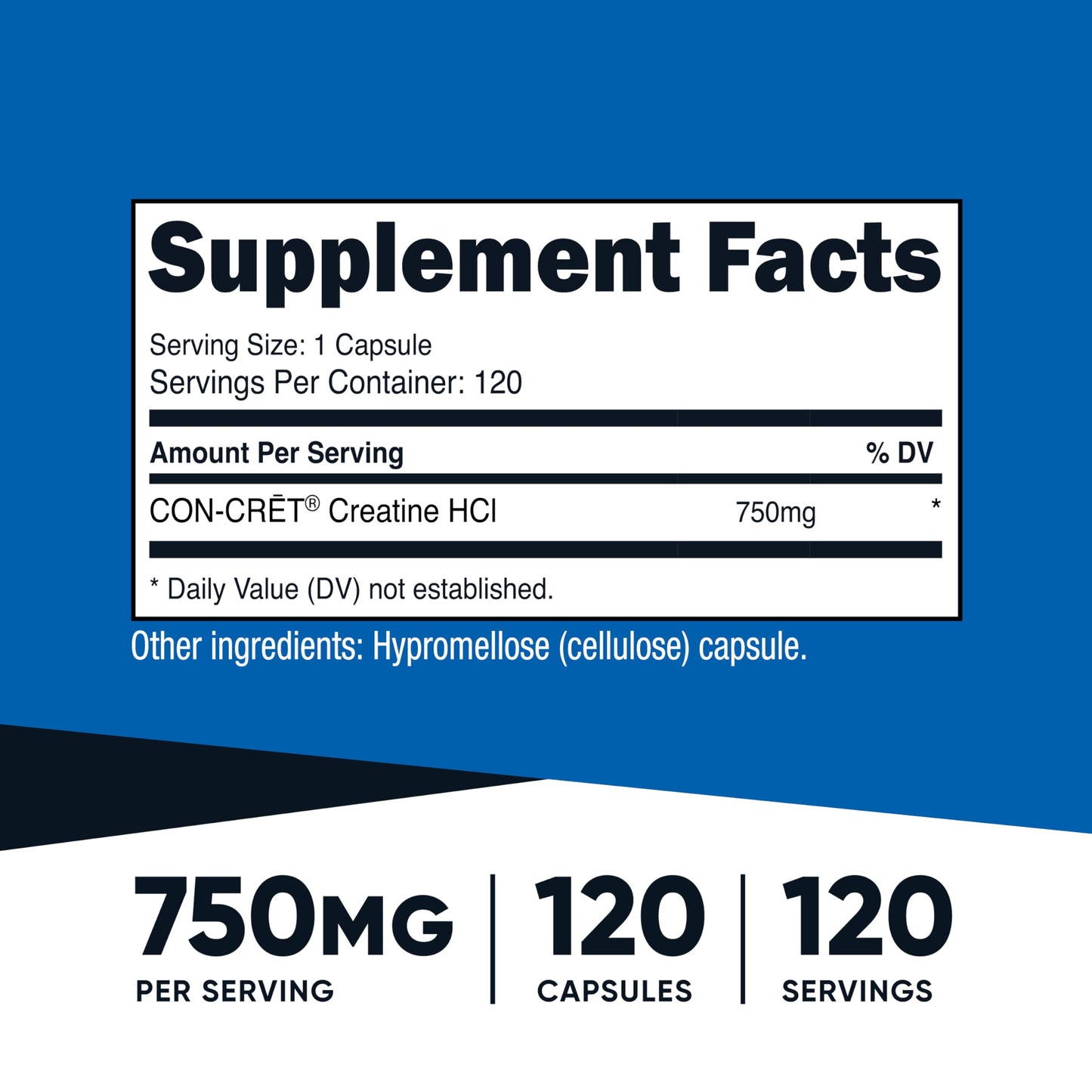 Nutricost Creatine HCl 120 Capsules - Made with CON-CRET Creatine, 750 MG Per Capsule Nutricost