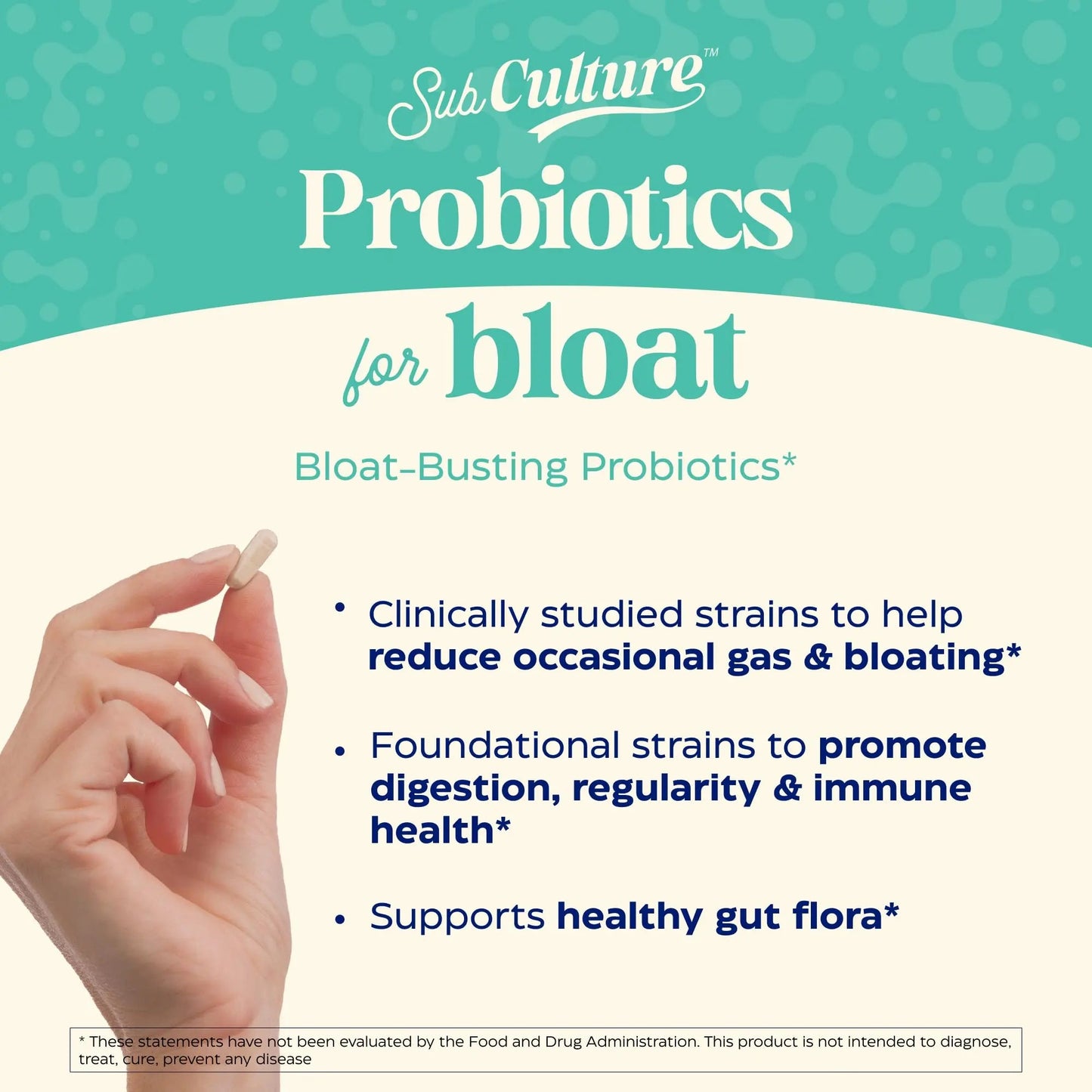 Enzymedica SubCulture Probiotics for Gas & Bloating, 50 Billion CFU, Supports Immune & Digestive Health, Regularity & Gut Flora, 30 Count Enzymedica