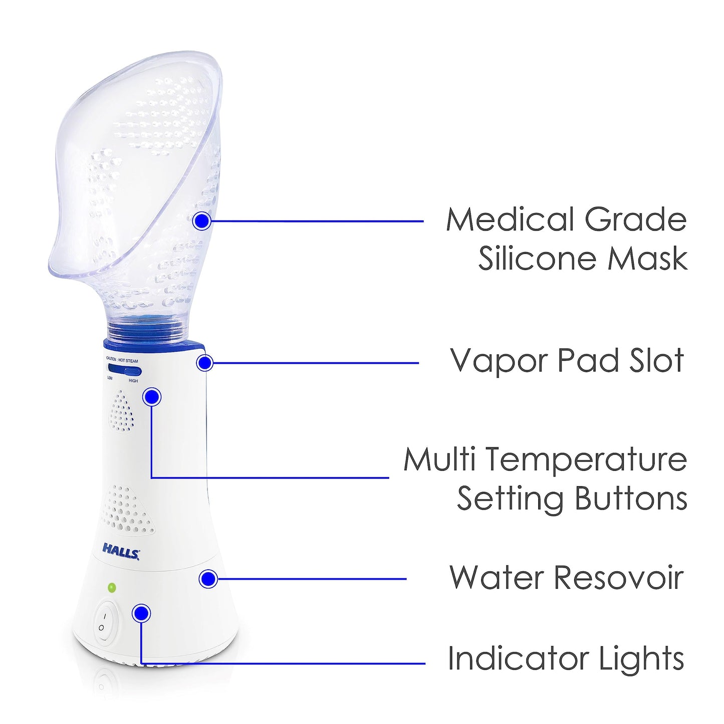 Crane x HALLS Corded Personal Steam Inhaler for Sinus, Congestion, Cough, & Cold Relief Crane