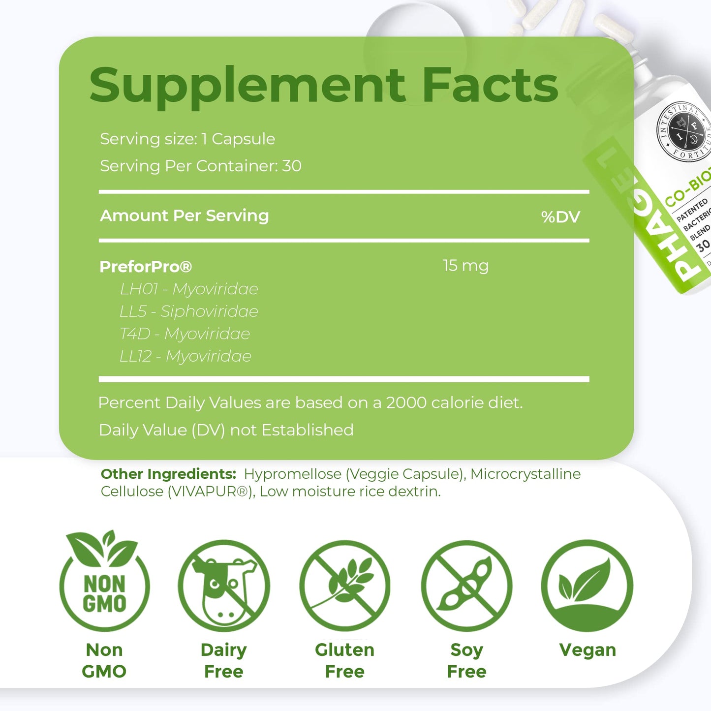 Intestinal Fortitude Phage 1 - Ultimate Gut Health Supplement, Total Restore Intestinal Defense, Patented Bacteriophage Blend for Gut Support, Digestive & Immune System Health, Destroy Bad Bacteria Intestinal Fortitude