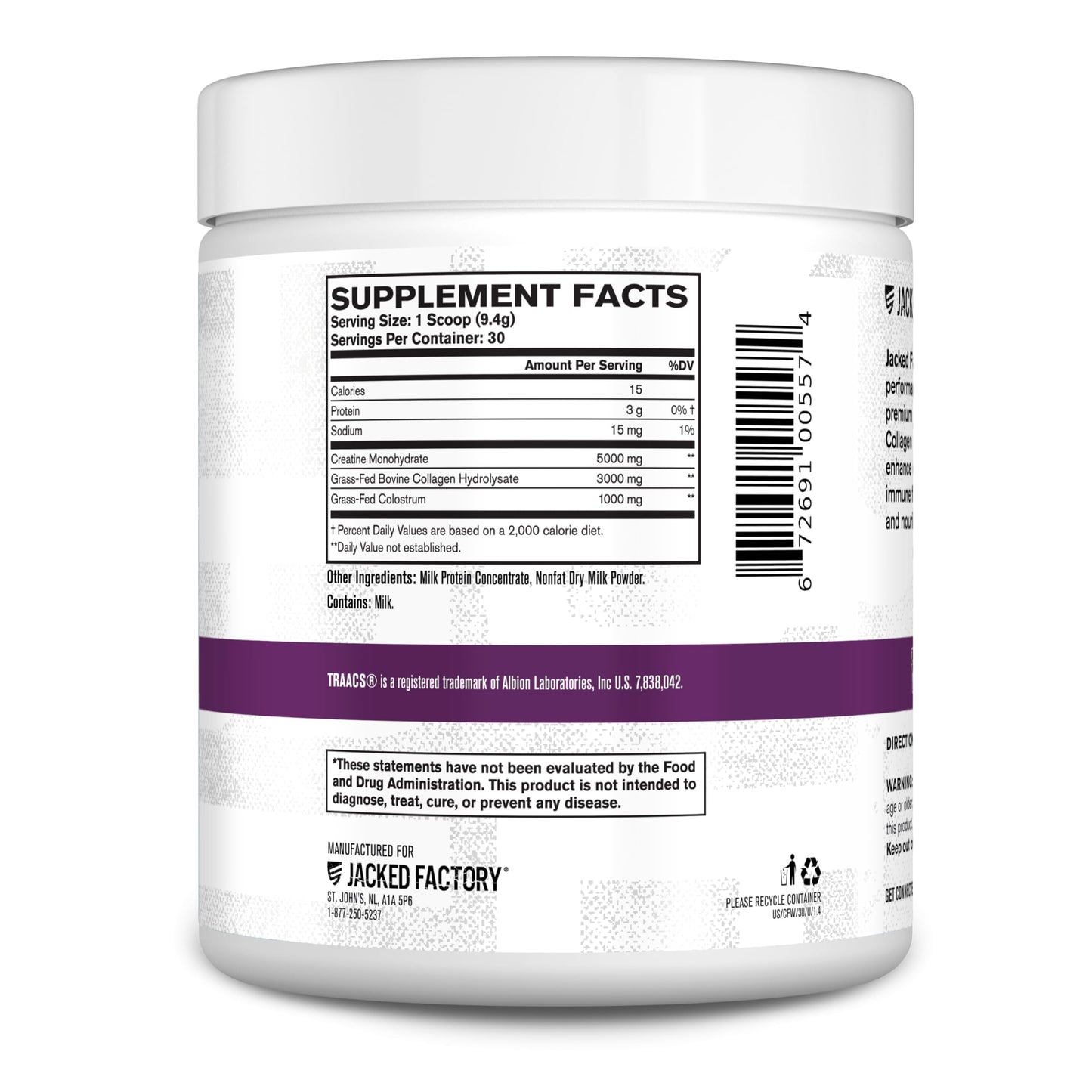 Jacked Factory Creatine for Women - Creatine Monohydrate with Collagen + Colostrum to Support Workout Performance, Lean Muscle Growth, Healthy Hair, Skin, Jacked Factory