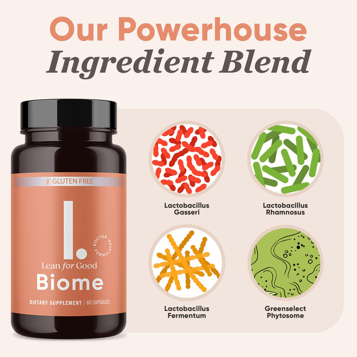 LEANFORGOOD Biome, 9-Strain Probiotic Formula, Supports a Balanced Gut Microbiome, Powerful Gut Probiotics LEANFORGOOD