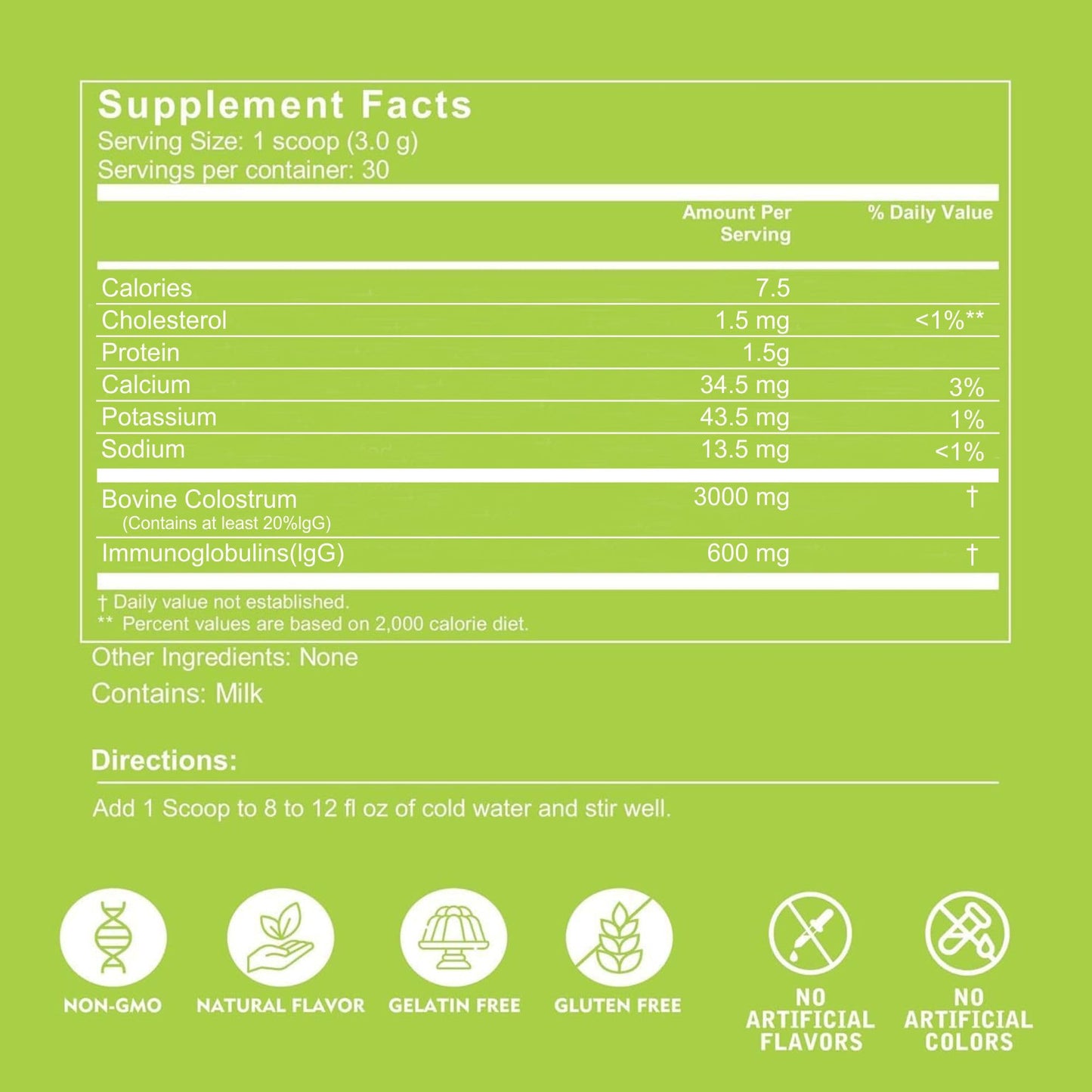 VITINITY Grass Fed Bovine Colostrum Powder for Humans 3000 mg - Natural IgG Colostrum Supplement Gut Health, Immune Support, Muscle Recovery, Wellness | Pure Colostrum Superfood,Unflavored 2 Pack VITINITY