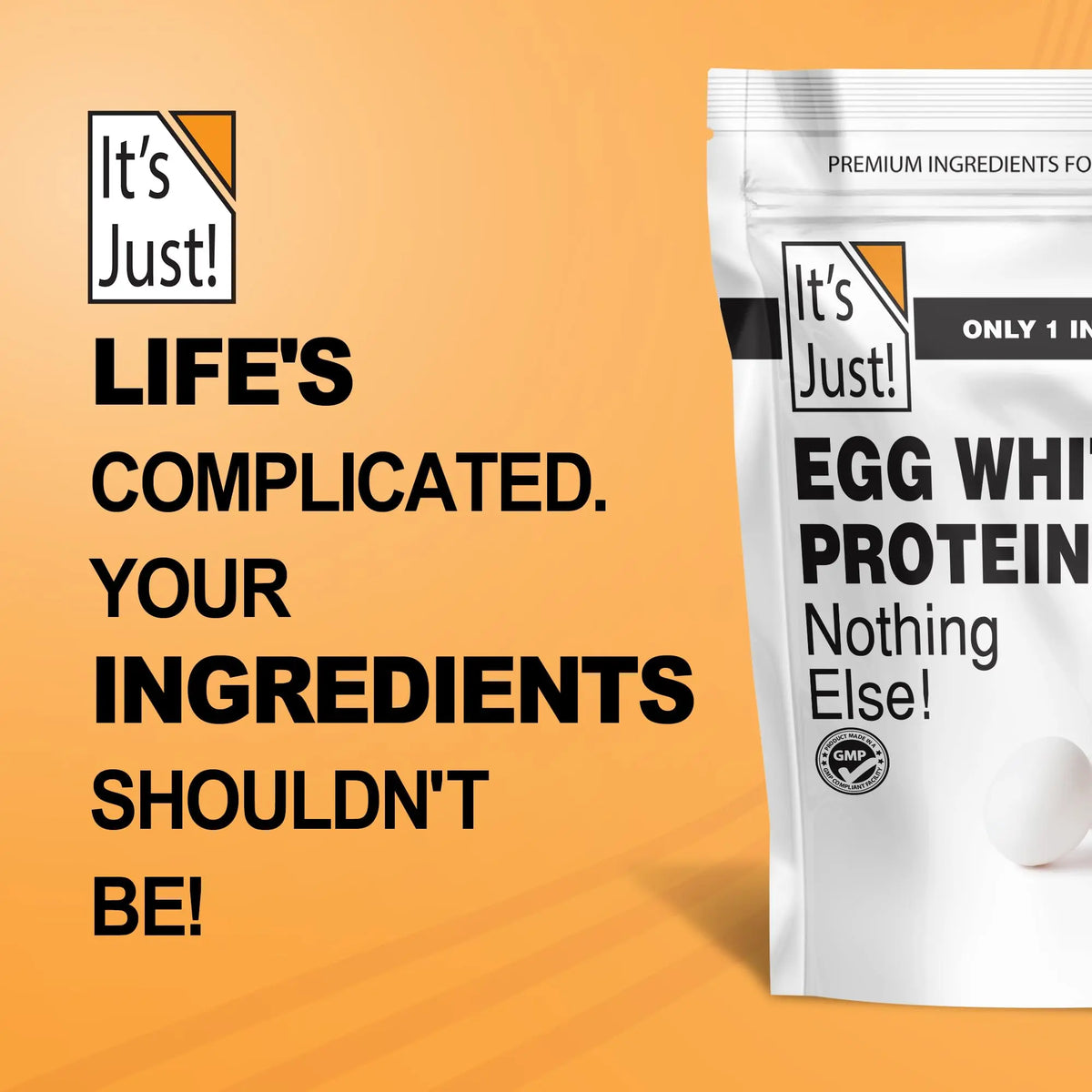 It's Just! - Egg White Protein Powder, Made in USA from Cage-Free Eggs, Dried Egg Whites (Unflavored, 8oz) It's Just!