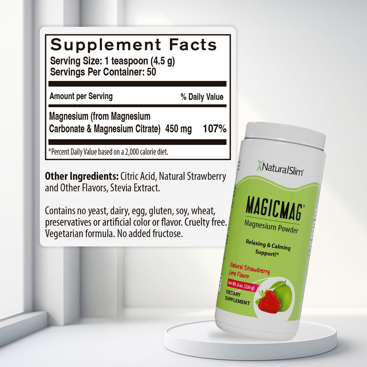NaturalSlim MagicMag Magnesium Citrate Powder Drink for Relaxation, Stress, Constipation, Better Rest & Digestive Health, Magnesium Supplement for Women and Men NaturalSlim