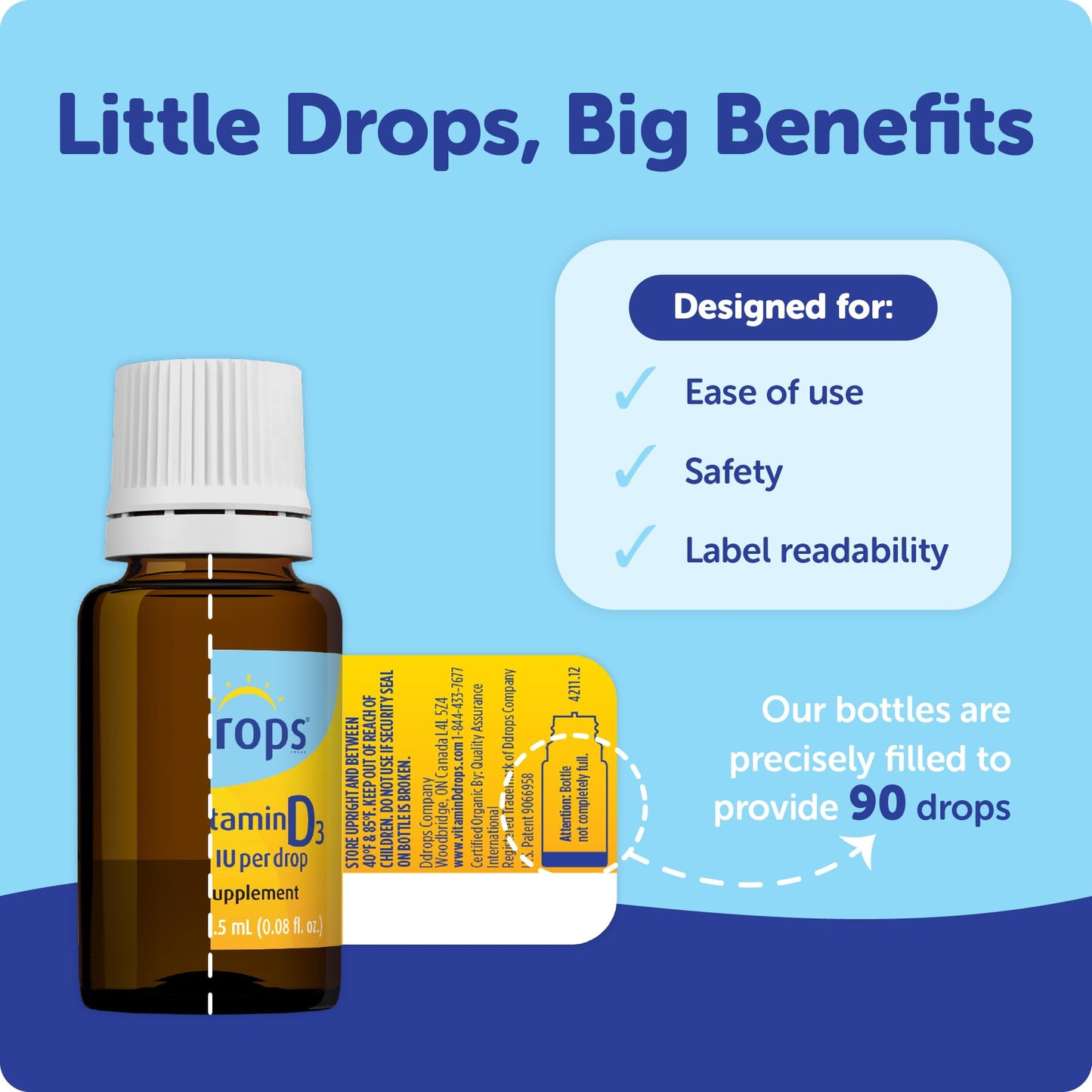 Ddrops Baby 400 IU, Vitamin D, 90 Drops 2.5mL (0.08 Fl. Oz (Pack of 1)) Ddrops