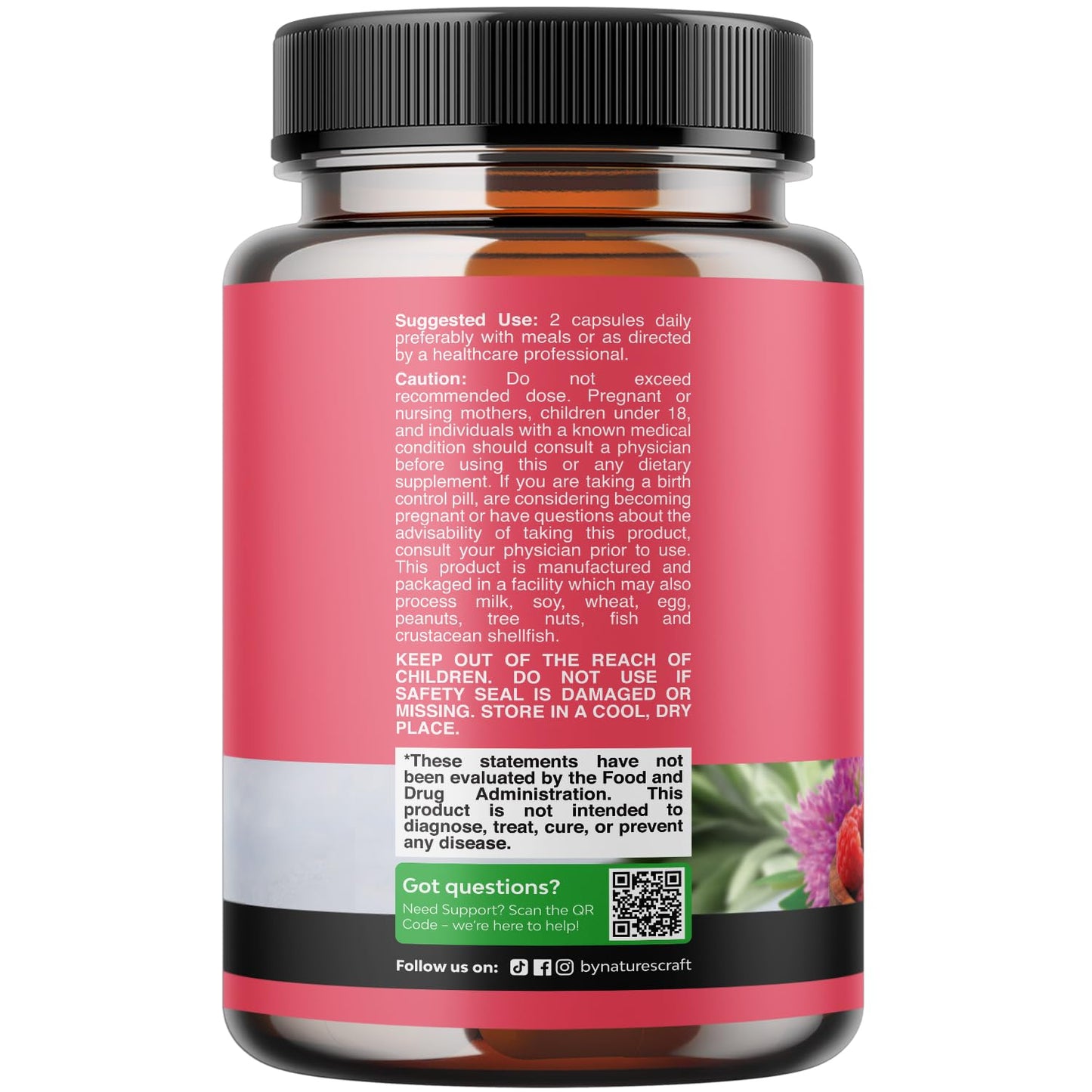 Complete Herbal Menopause Supplement for Women - Female Hormone Balance Capsules for Night Sweats Hot Flashes & Mood Swings with Dong Quai, Chaste Berry & Black Cohosh Root - 60 Count Natures Craft