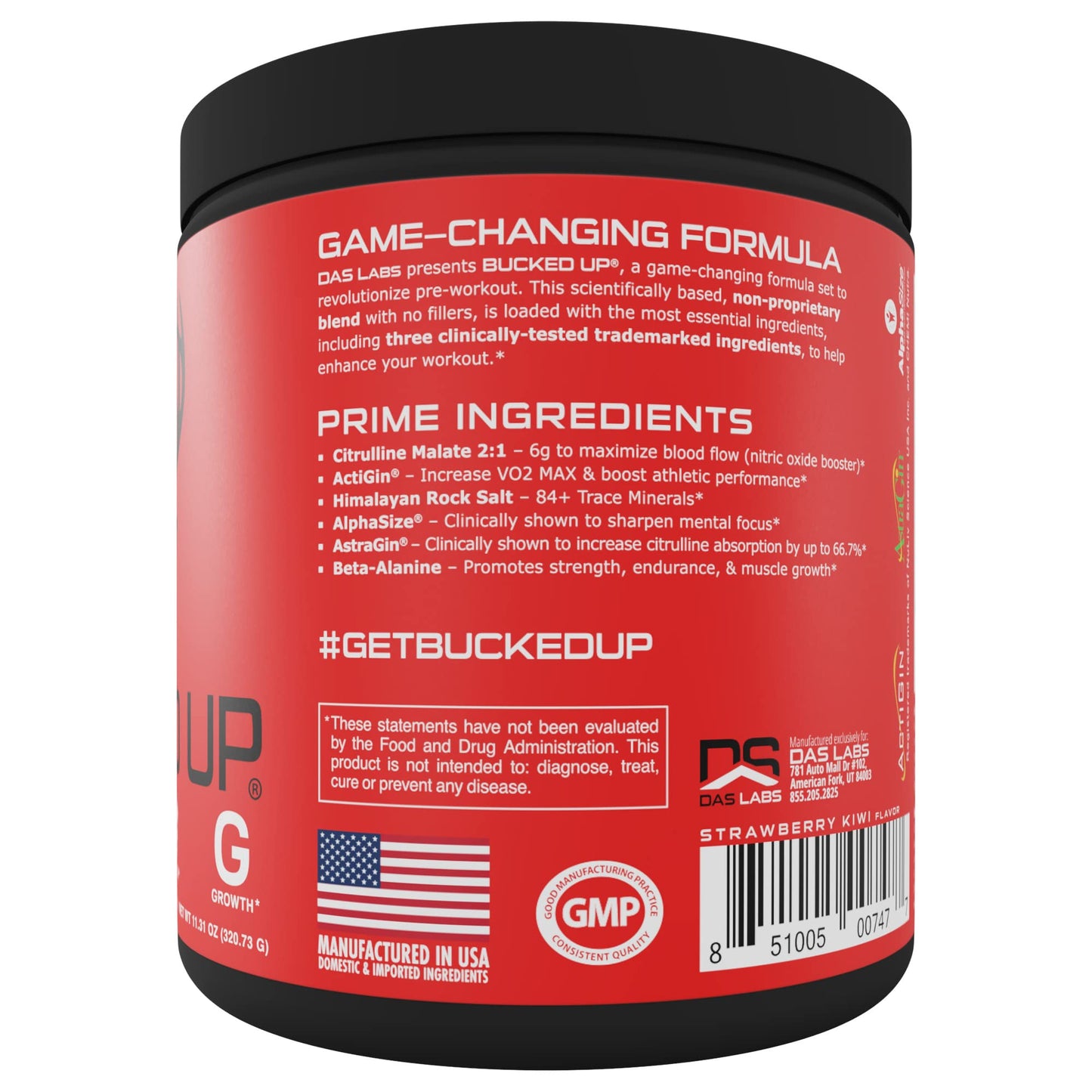 Bucked Up Pre Workout - Best Tasting - 6 Grams Citrulline, 2 Grams Beta Alanine Non Proprietary Blend, Powder (Strawberry Kiwi) Bucked Up