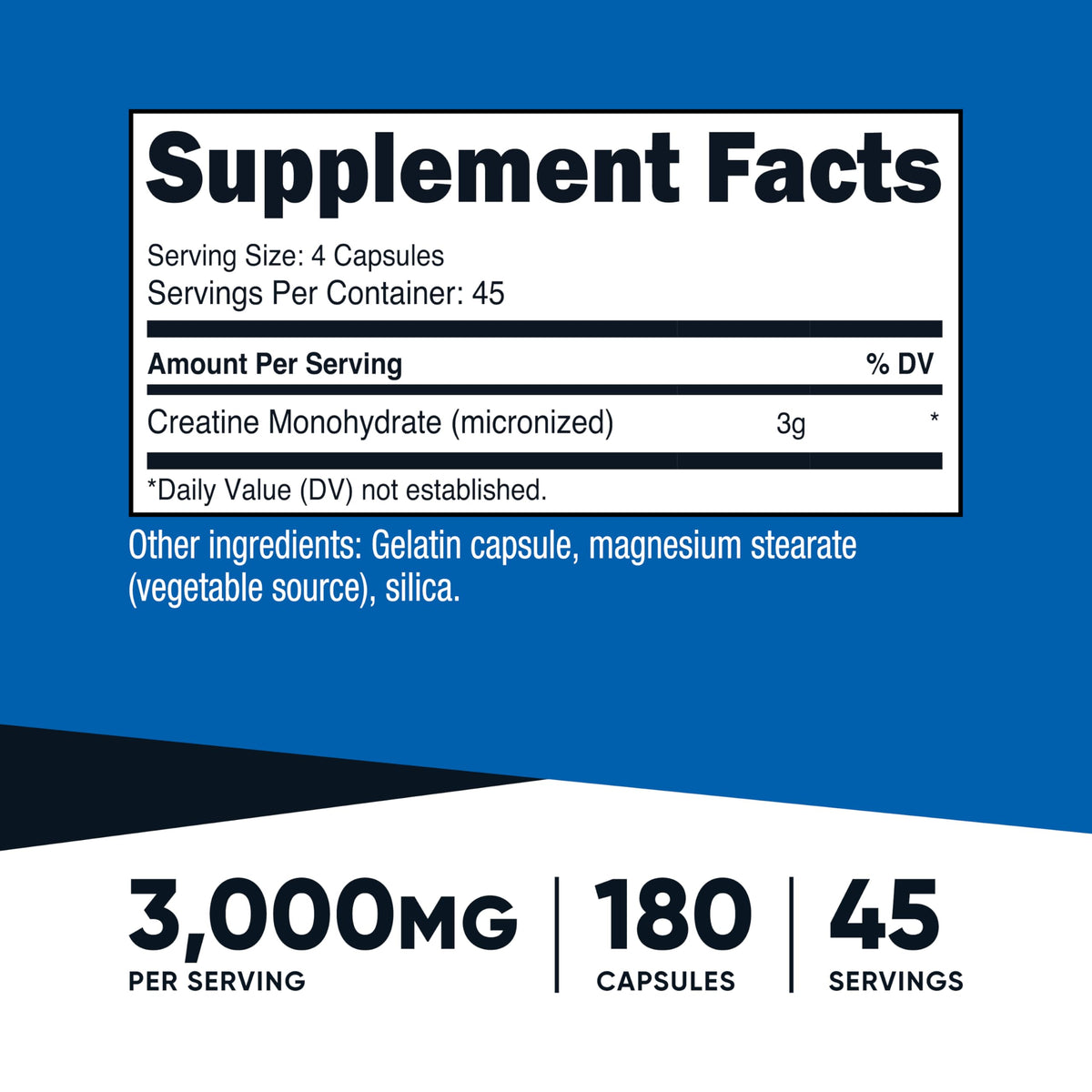 Nutricost Creatine Monohydrate 3,000mg, 180 Capsules (750mg Per Capsule) - Gluten Free, Non-GMO Nutricost