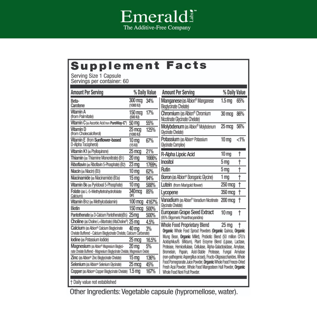 EMERALD LABS Men's 1 Daily Multi - Additive-Free Men's Multivitamin - Includes Lycopene, Zinc, Vitamin D3, & More EMERALD LABS