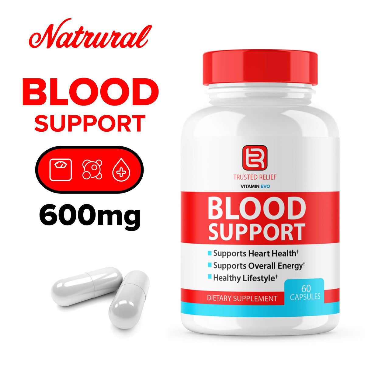 (2 Pack) Trusted Relief Blood Support Capsules, Trusted Relief Advanced Strength Glycogen Reviews Healthy Levels Support Supplement, TrustedRelief Maximum Blood Support Formula Supplement (120 Caps) Vitamin Evo