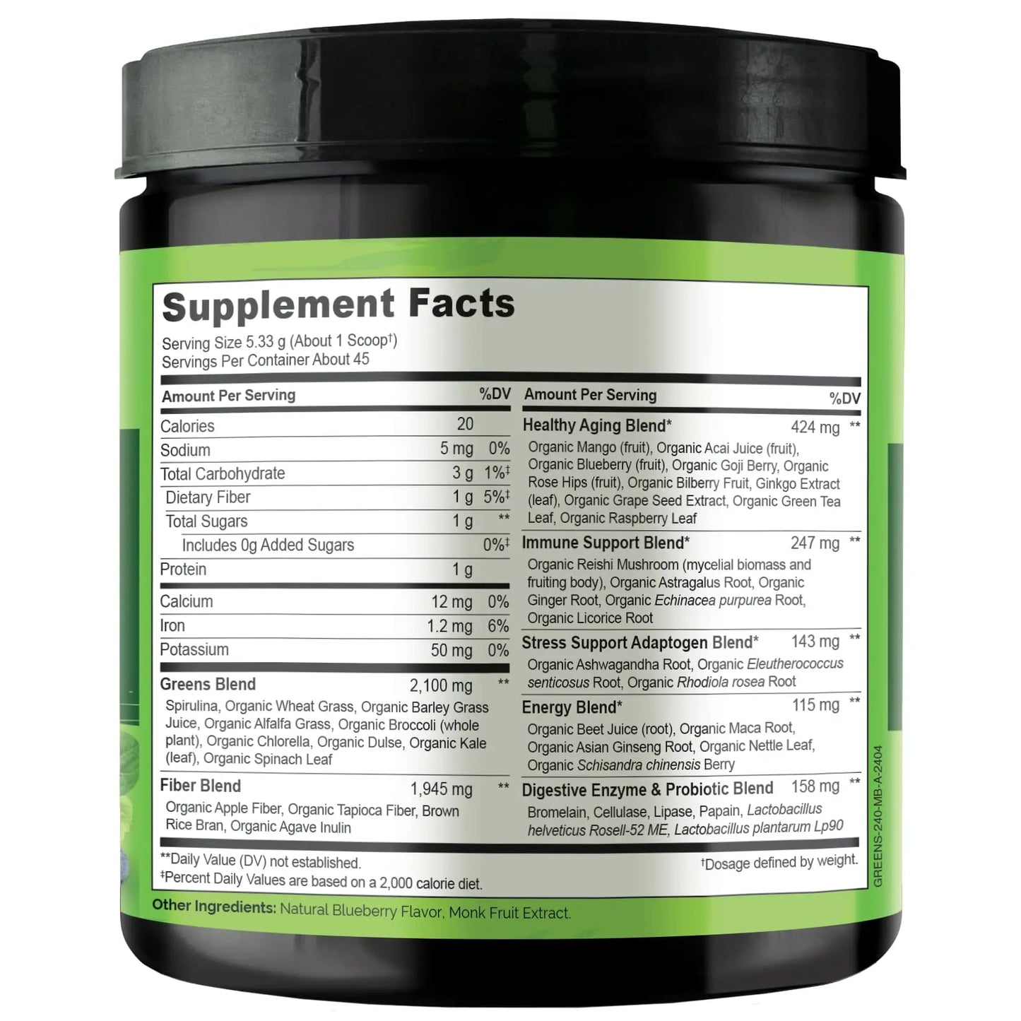 NATURELO Raw Greens Superfood Powder 240 Grams, Mixed Berry - Supports Energy, Immunity and Detox - Includes Spirulina, Wheat Grass and Organic Greens for Whole Food Nutrition NATURELO