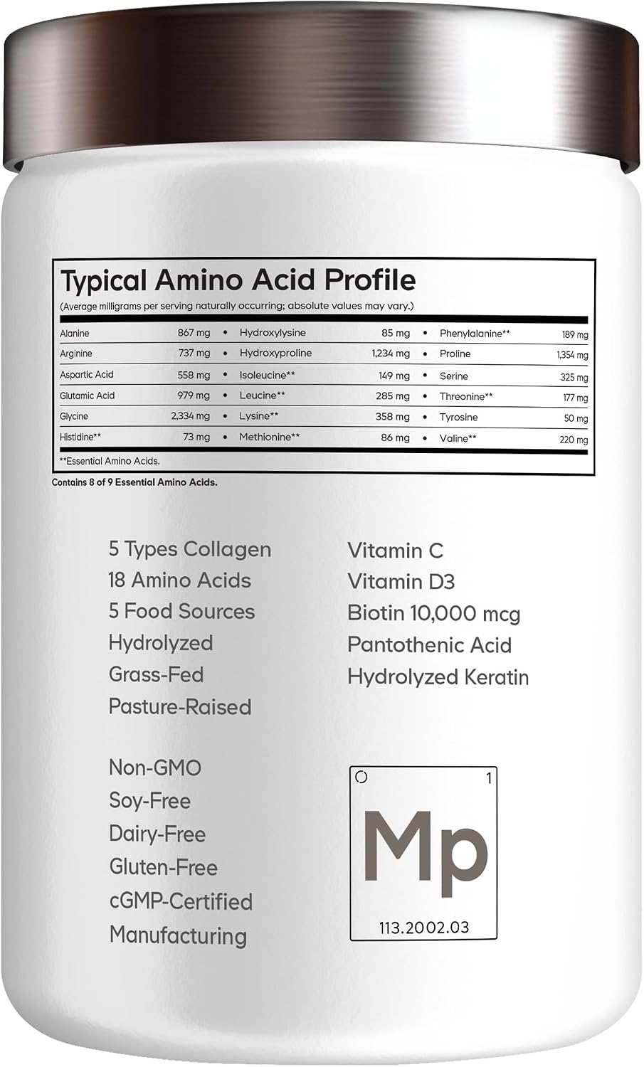 Codeage Multi Collagen for Women & Men Biotin 10000mcg Keratin, Protein Powder Vitamin C B6 D3, Hyaluronic Acid, Niacin - Hydrolyzed Collagen Coffee Creamer 5 Types - Unflavored - Non-GMO - 11.5oz Gsupps Australia