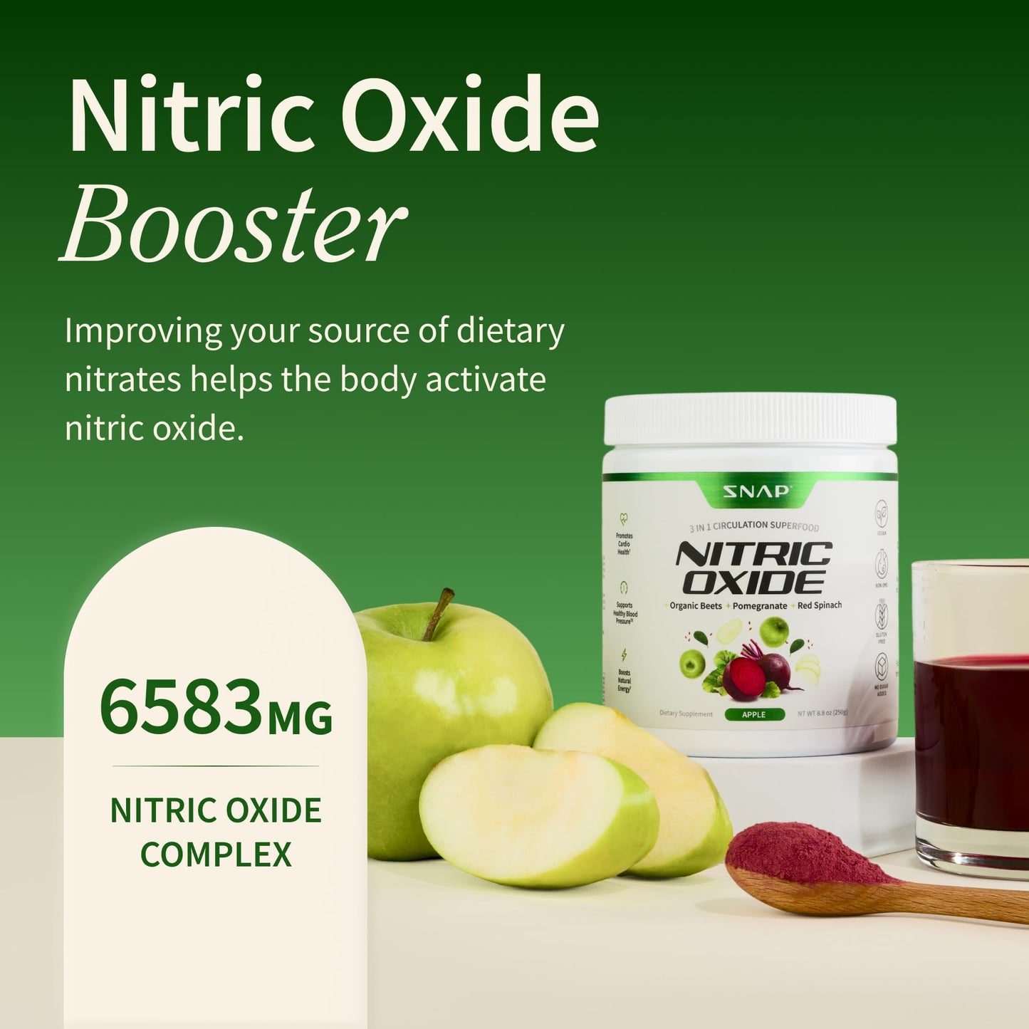 Snap Supplements Organic Beet Root Powder Nitric Oxide Supplement for Men & Women, Red Spinach & Pomegranate, Supports Healthy Energy & Blood Pressure Already Snap Supplements