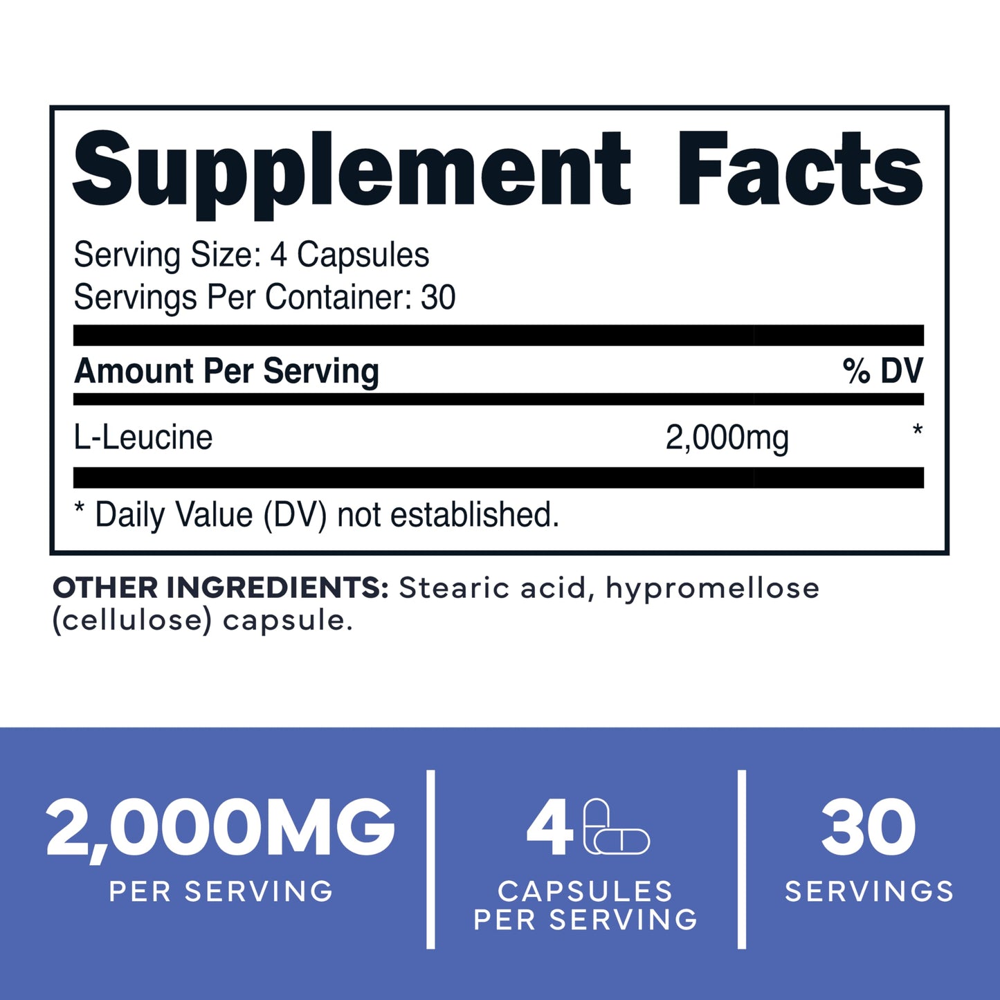 Type Zero L-Leucine Capsules (2000mg per Serving) 120 Capsules - 30 Servings Type Zero