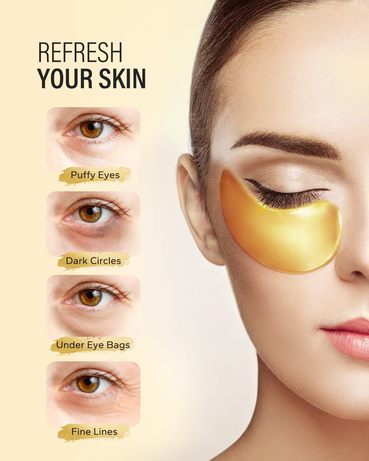 Maskiss 24k Gold Under Eye Patches (25 Pairs), eye mask, Collagen Skin Care Products Maskiss