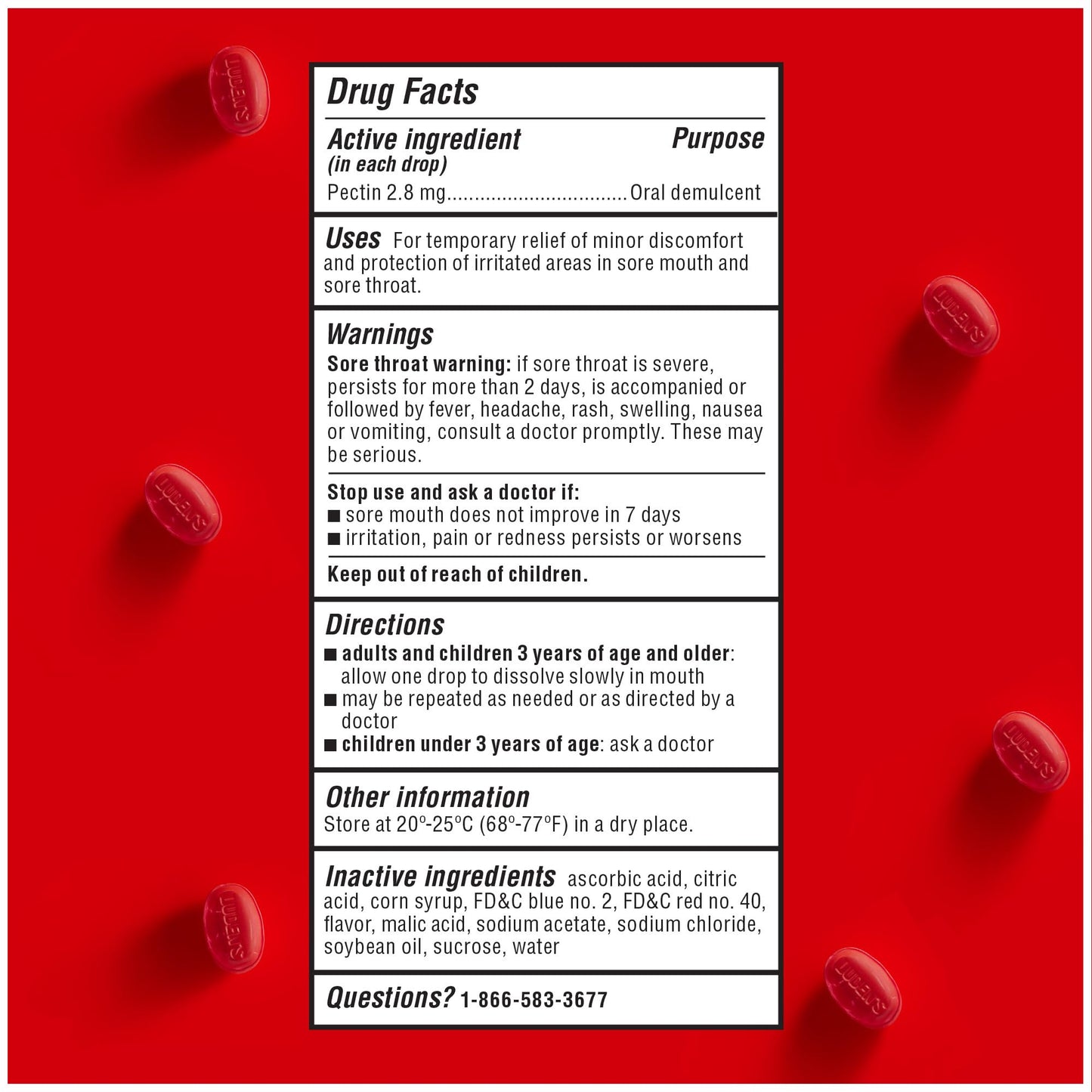 Luden's Sore Throat Relief Lozenges for Minor Everyday Irritation & Dry Mouth, Wild Cherry Flavored Drops, 30 Count Luden's