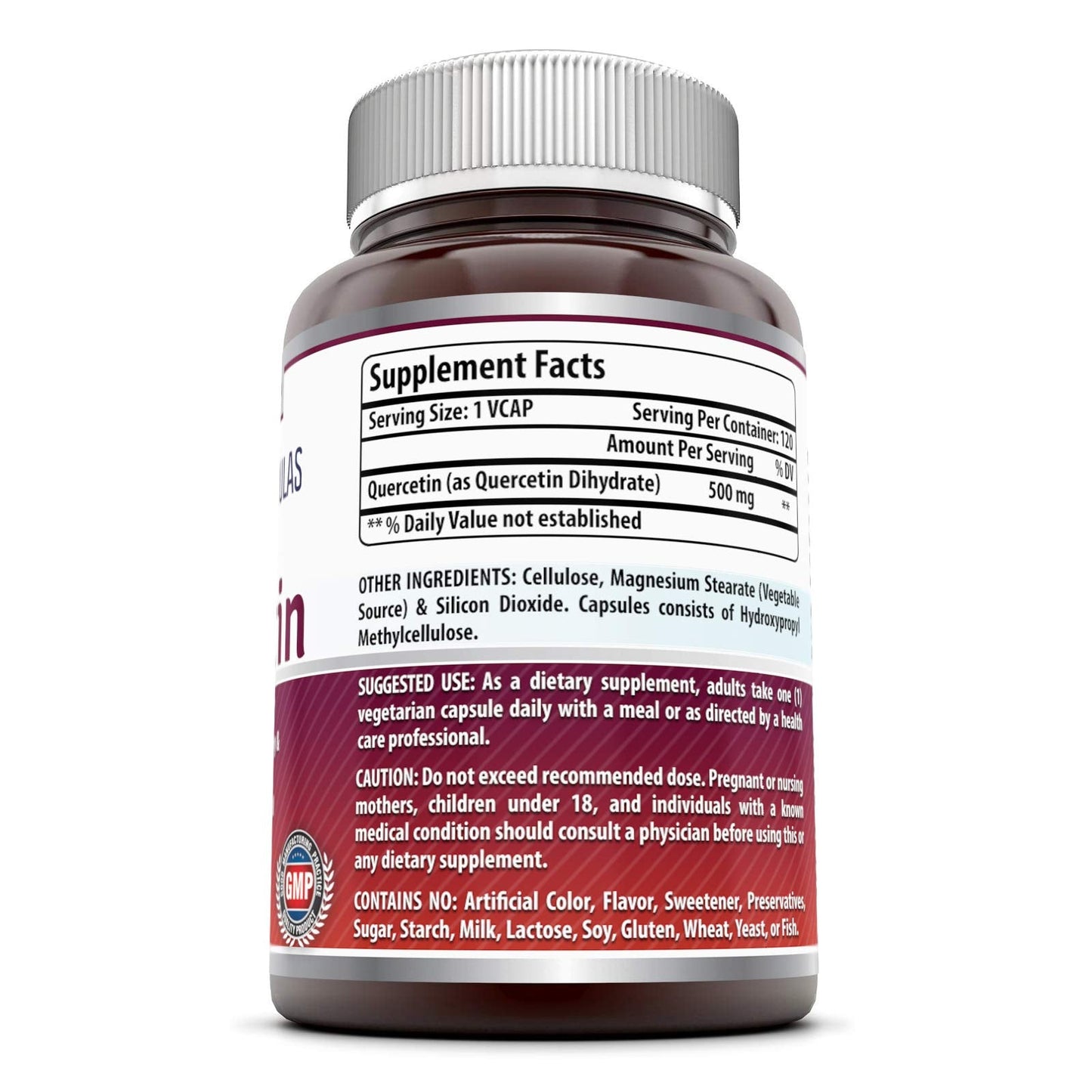 Amazing Formulas Quercetin 500mg 120 Veggie Capsules Supplement - Non-GMO - Gluten Free - Supports Overall Health & Well Being Amazing Nutrition