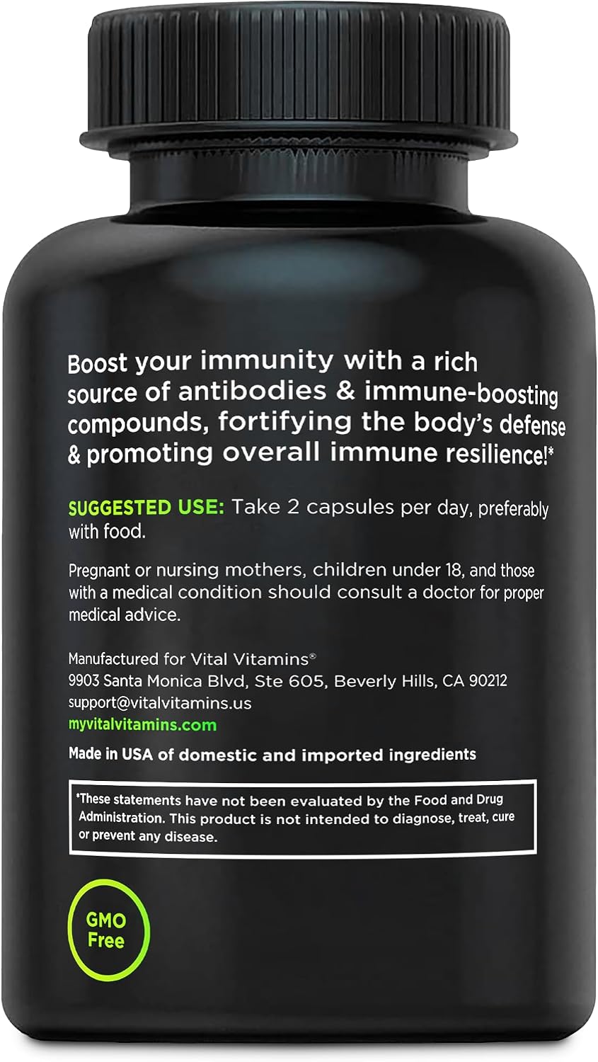 Vital Vitamins Colostrum Supplement, 30% IgG, Grass-Fed Bovine, 60 Capsules | Supports Immune Defense & Gut Health, Colostrum with Vitamin C, Zinc, & Selenium, Non-GMO Gsupps Australia