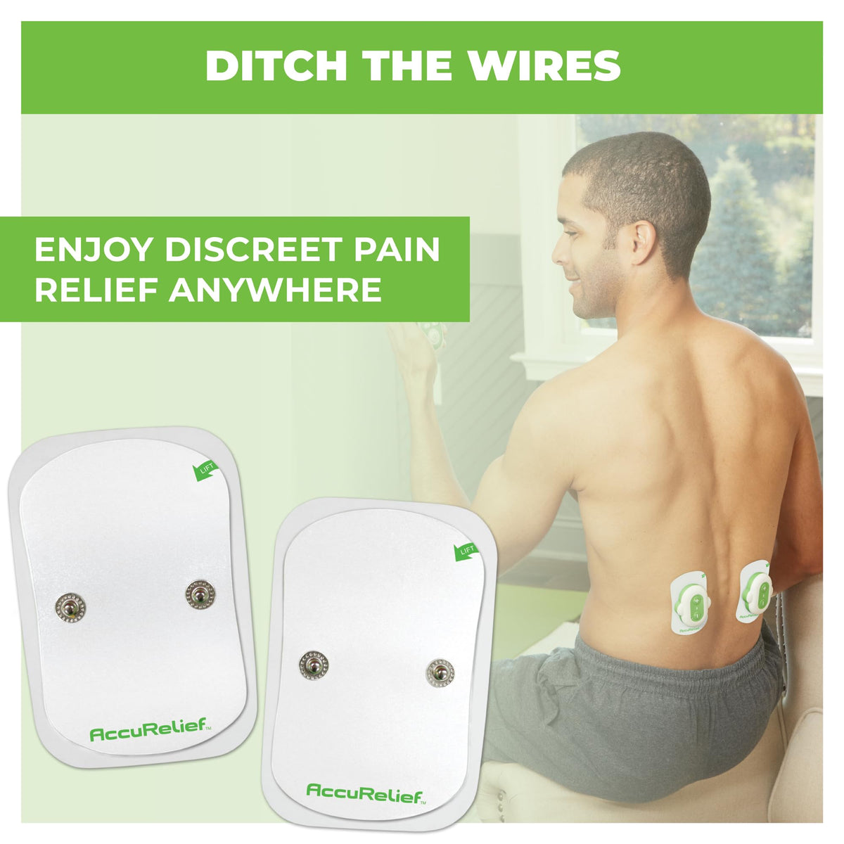 AccuRelief Wireless TENS Electrotherapy Pain Relief System Supply Kit (Packaging May Vary), Works with AccuRelief Wireless Remote Control TENS Device (ACRL-9000), 2 Pair (Pack of 1) AccuRelief