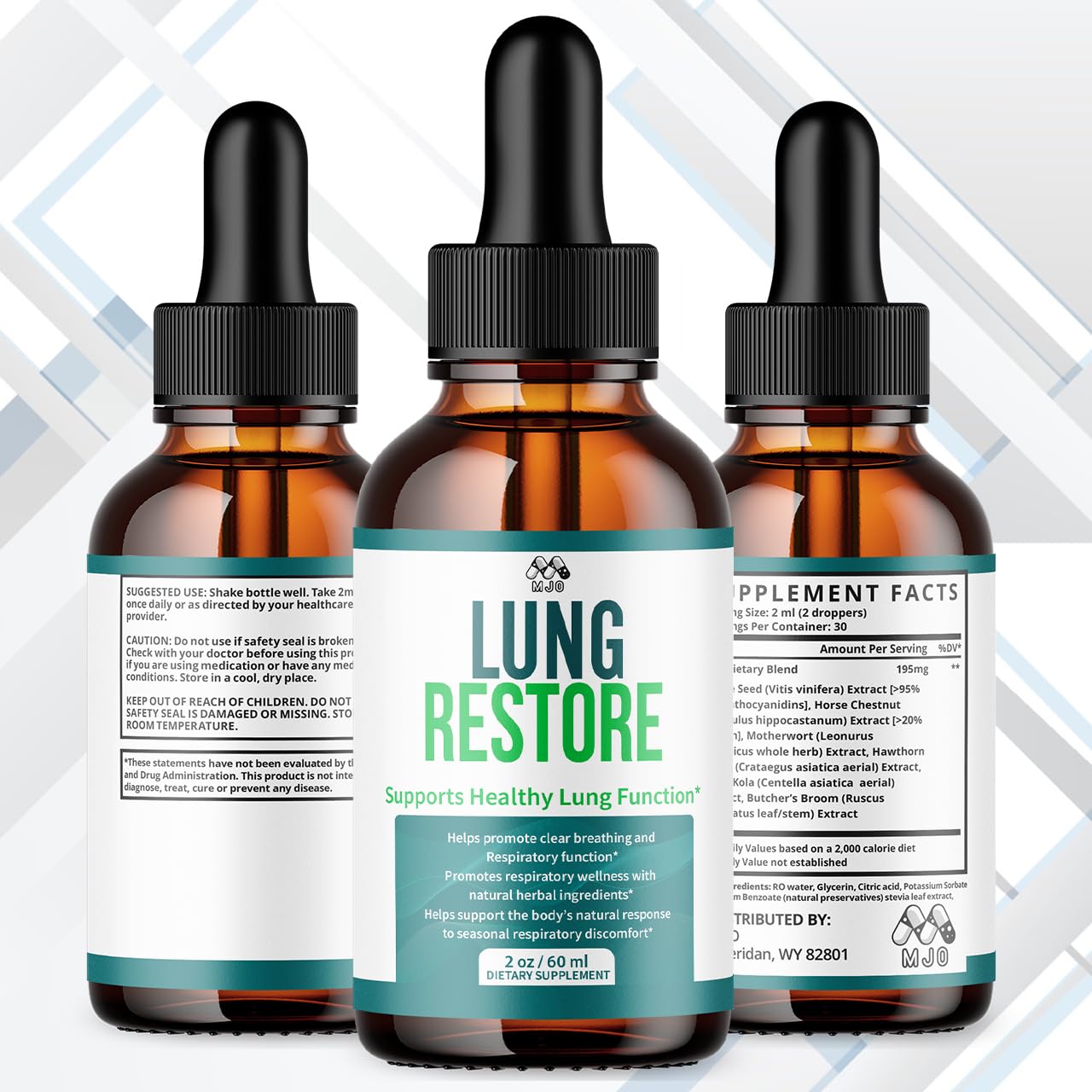 Lung Restore Drops, Official LungRestore Liquid Supplement Drops with All Natural Ingredients, Lung Restore Advanced Lungs Wellness Support Formula with Premium Vitamins for Women & Men (30 Servings) MJO