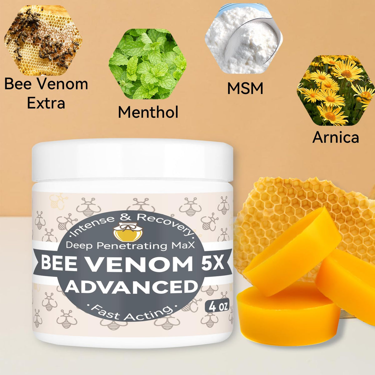Benolixia Bee Venom Bone Cream, Bee Venom Joint Gel, Professional Bee Venom Joint Gel, Bee Venom Advanced Joint and Bone Cream for Back, Neck, Hands, Knee, Feet Benolixia