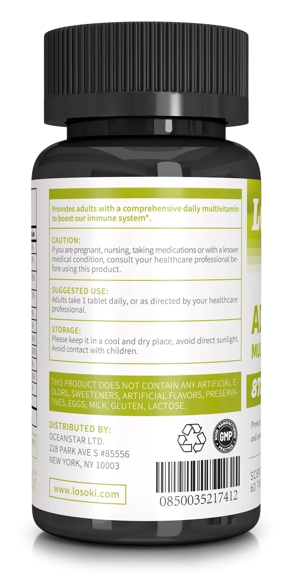 Losoki Adult Multi Vitamins - Comprehensive Daily Multivitamin Supplement for Men and Women - 60 Tablets for Enhanced Energy Losoki