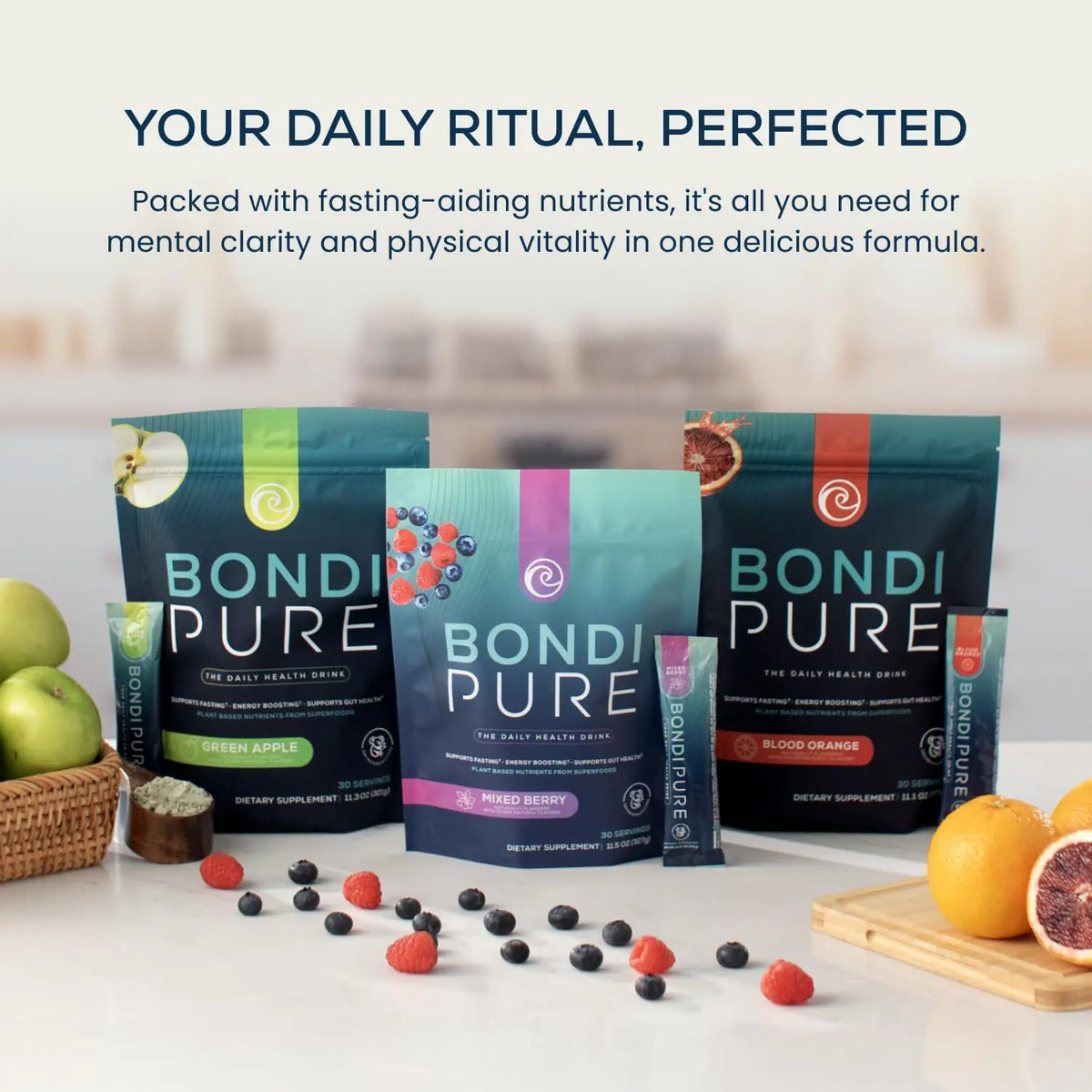 Bondi Pure - Daily Health & Detox Drink - Promote Gut Health & Energy Support During a Cleanse or Intermittent Fasting - Plant-Based Fibers, Bondi Pure