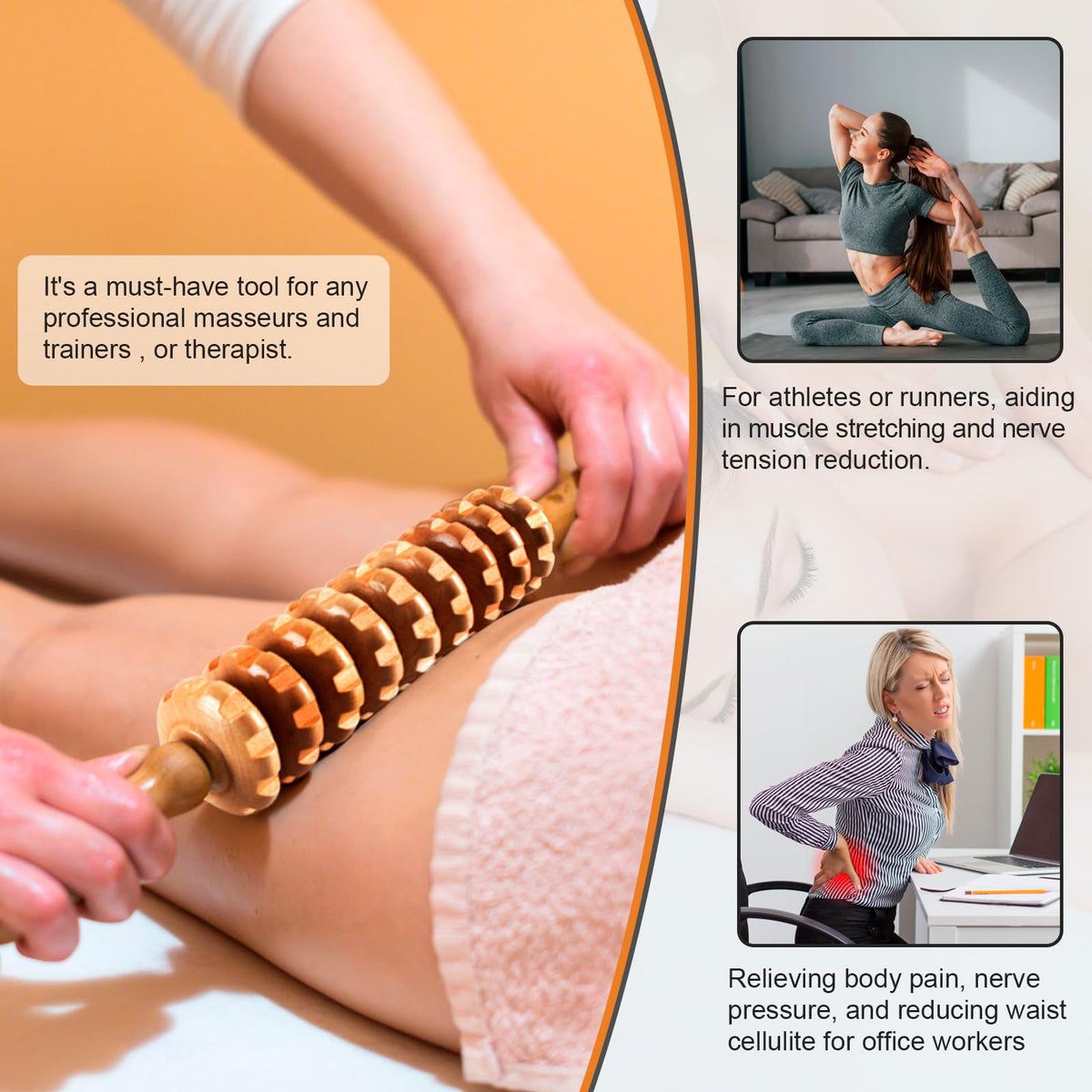KintKita 3 in 1 Wood Therapy Massage Tool,Wooden Lymphatic Drainage Massager Maderoterapia Kit Professional Body Cellulite Massager for Body Sculpting,Contouring,Relief Muscle,Anti-Cellulite KintKita