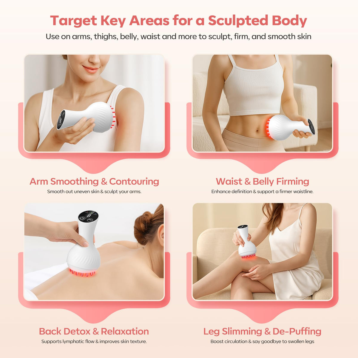 HarrFlow Lymphatic Drainage Massager & Anti Cellulite Massage Tool, Lymphatic Massager,Helps Reduce Stretch Marks & Cellulite,for Belly, Arms & Legs,Body Sculpting Machine with Heat & Vibration HarrFlow