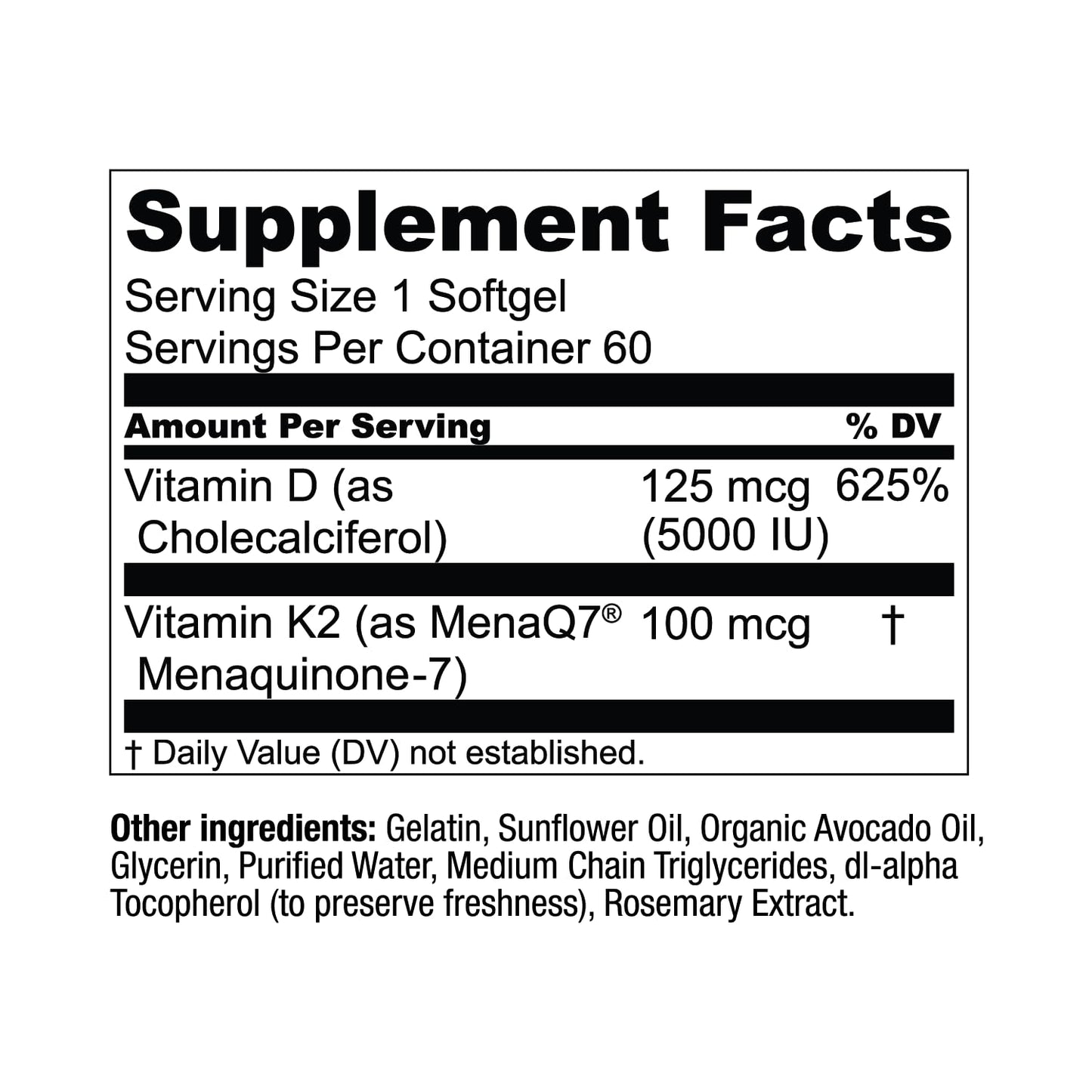Live Conscious Vitamin K2 MK7 with D3 Supplement | Bone & Heart Health Support - Patented Vitamin K & Vitamin D3 5000 IU - 60 Softgels Live Conscious