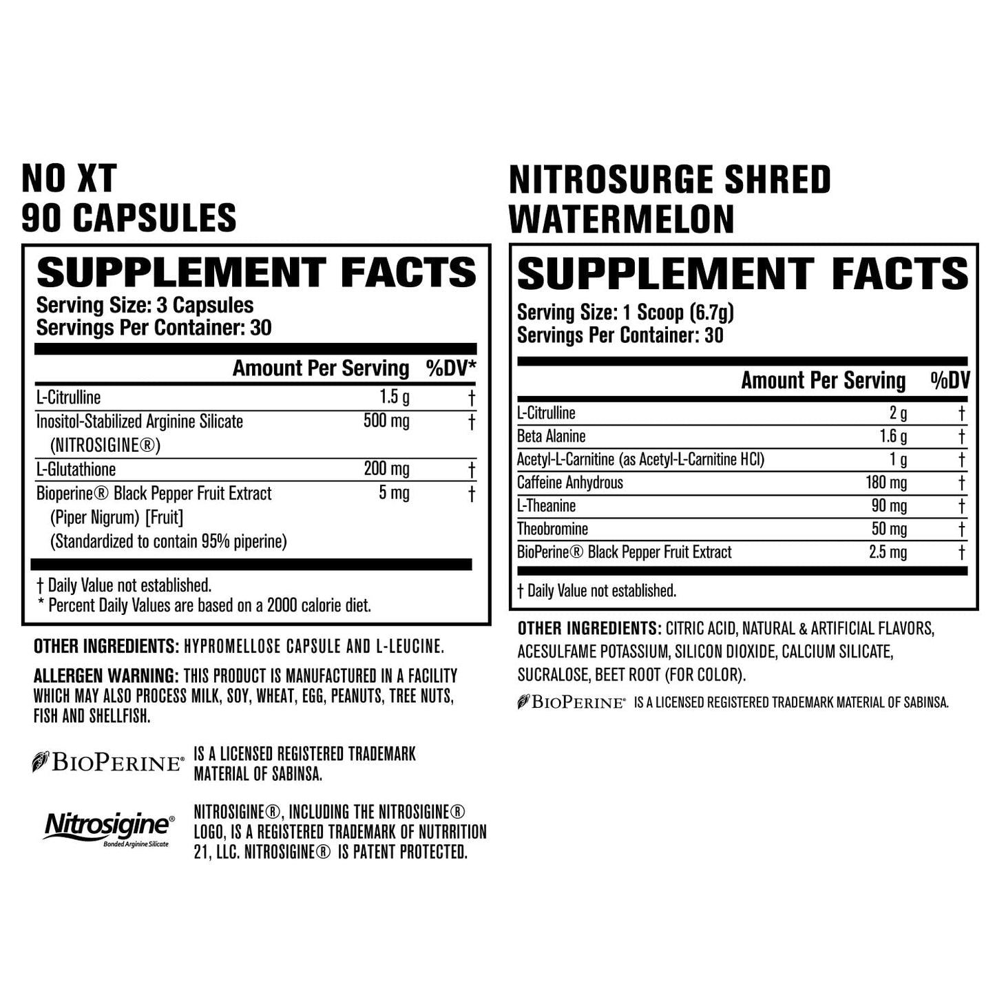 Jacked Factory Nitrosurge Shred Thermogenic Pre-Workout in Watermelon & N.O. XT Nitric Jacked Factory
