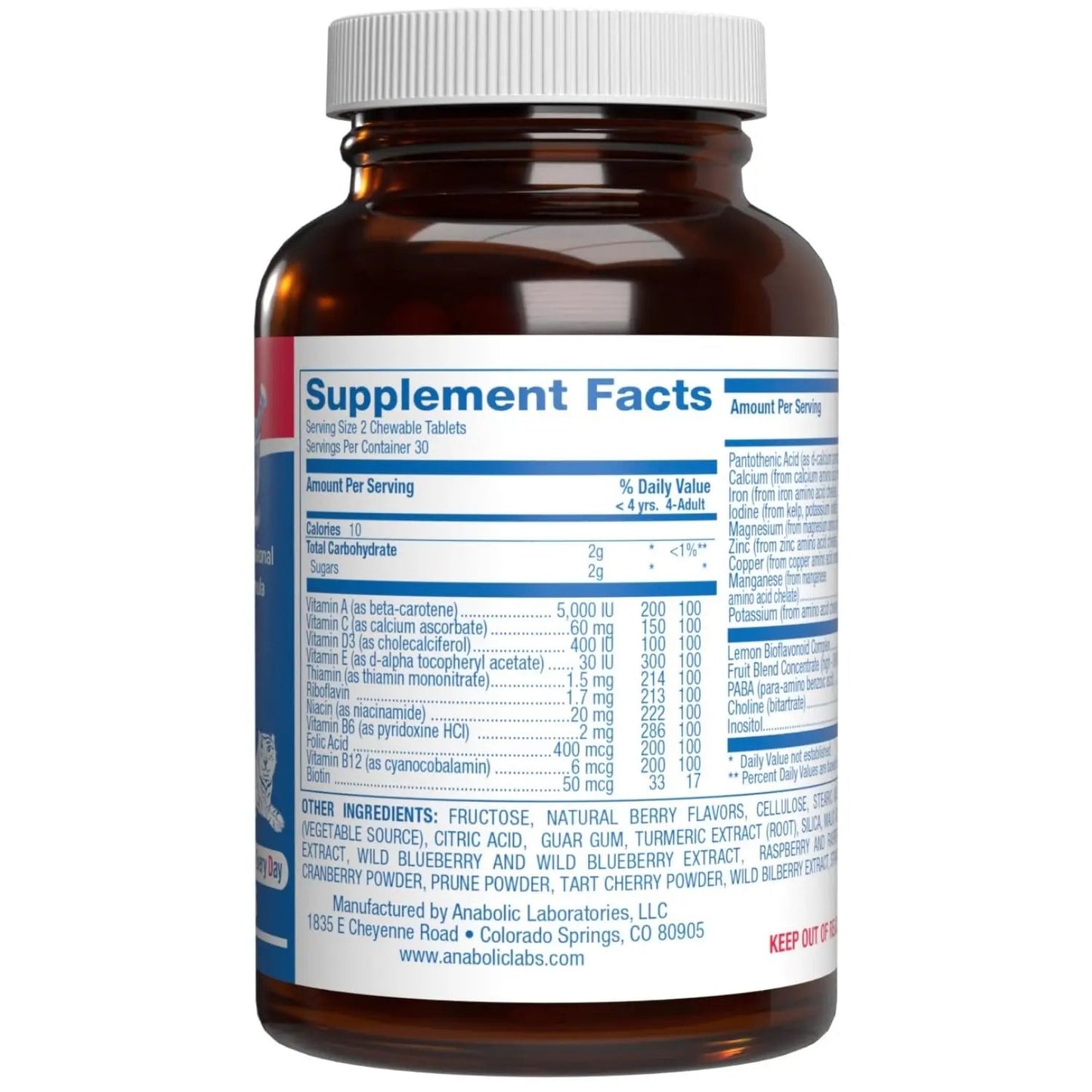 25-in-1 Kids Chewable Multivitamin - Clinically Formulated Kids Multivitamin with Iron Magnesium Vitamins A B Complex C D E Antioxidant Rich Fruit Extracts & More Anabolic Laboratories